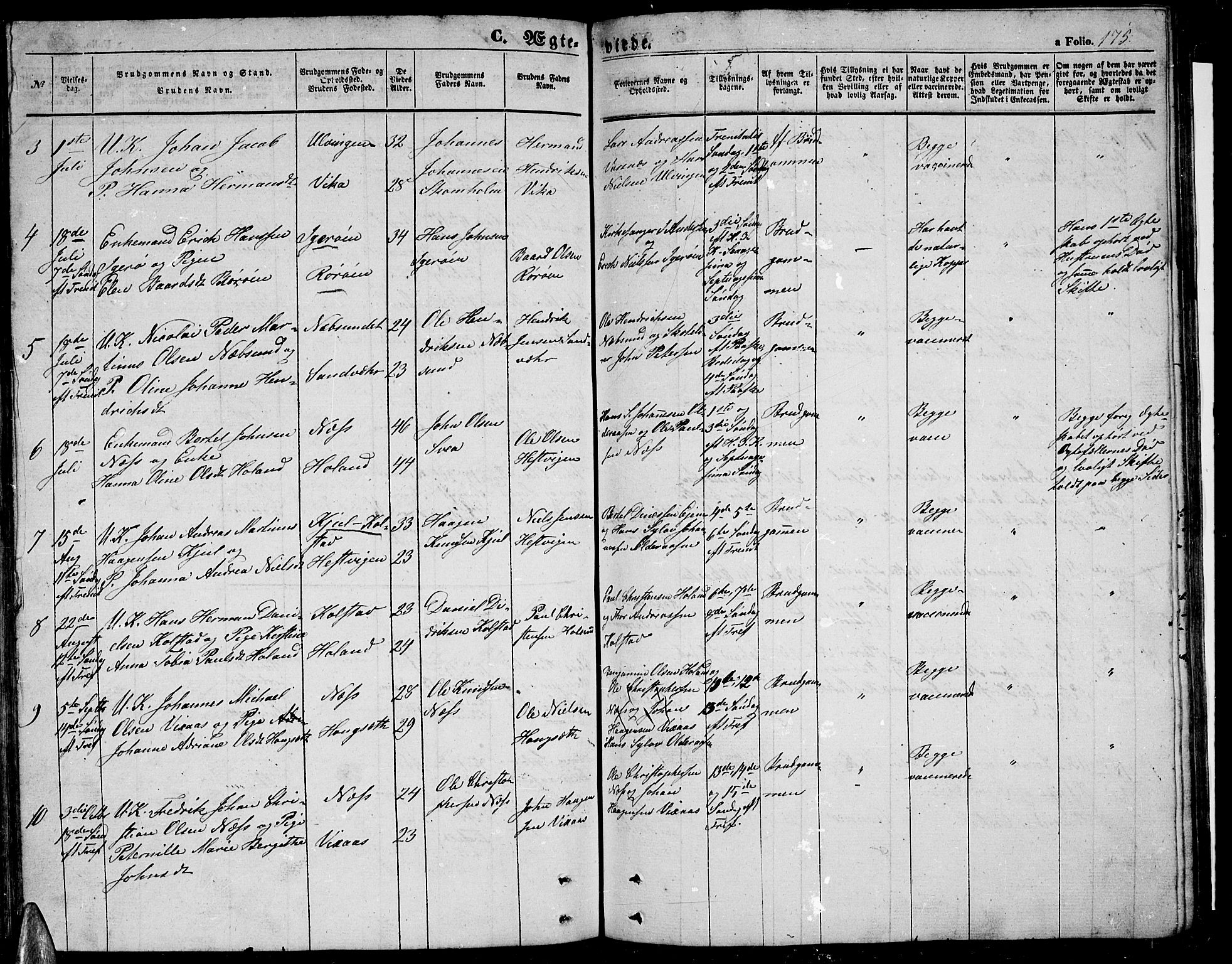 Ministerialprotokoller, klokkerbøker og fødselsregistre - Nordland, AV/SAT-A-1459/816/L0251: Parish register (copy) no. 816C01, 1852-1870, p. 175