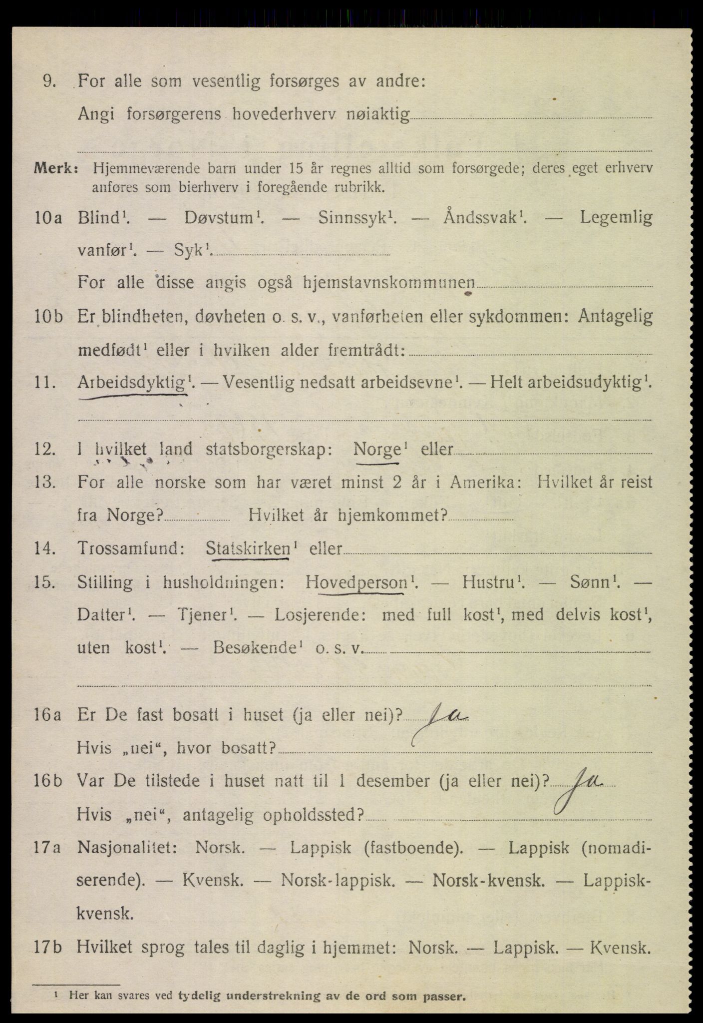 SAT, 1920 census for Steigen, 1920, p. 4415