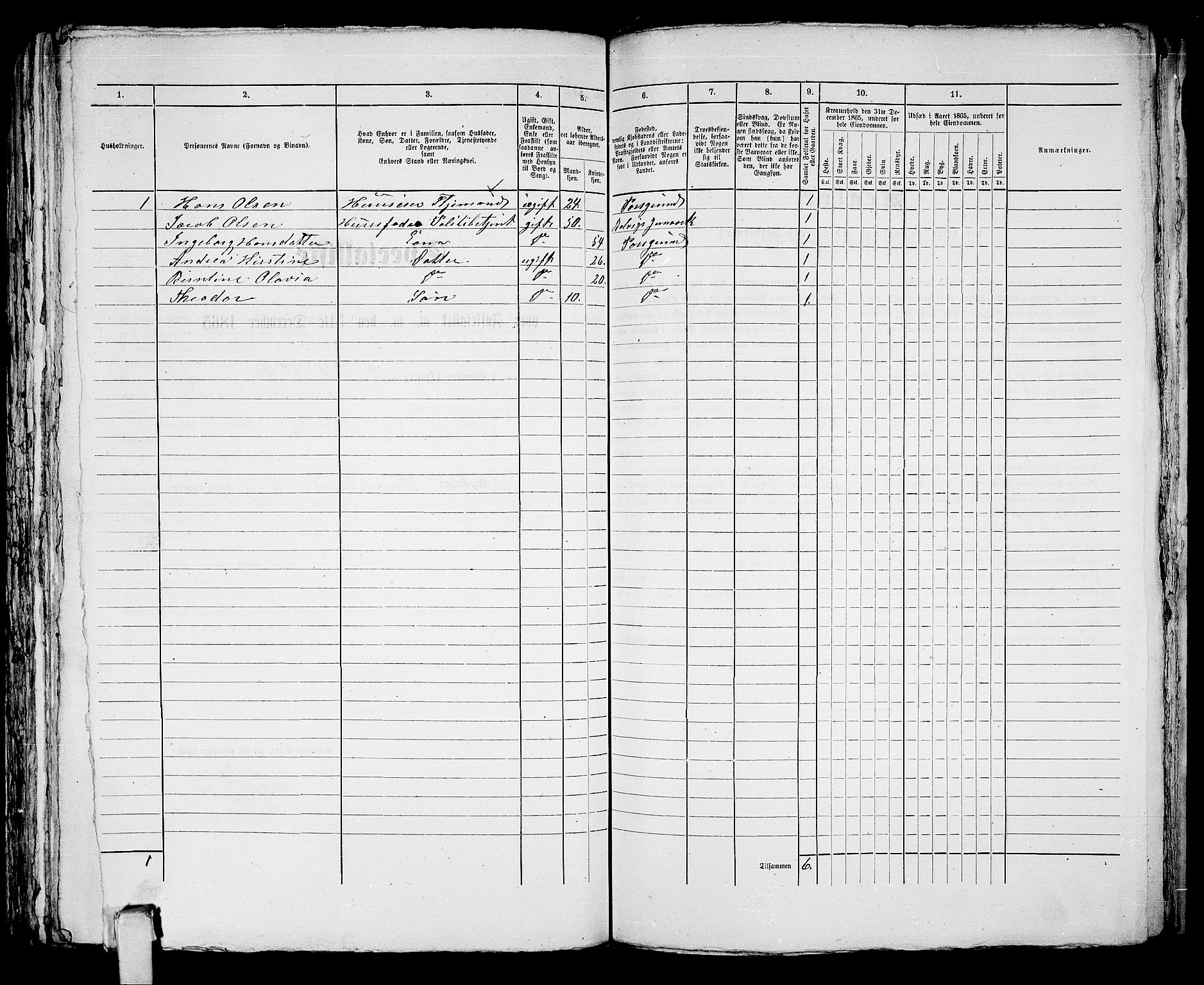 RA, 1865 census for Porsgrunn, 1865, p. 691