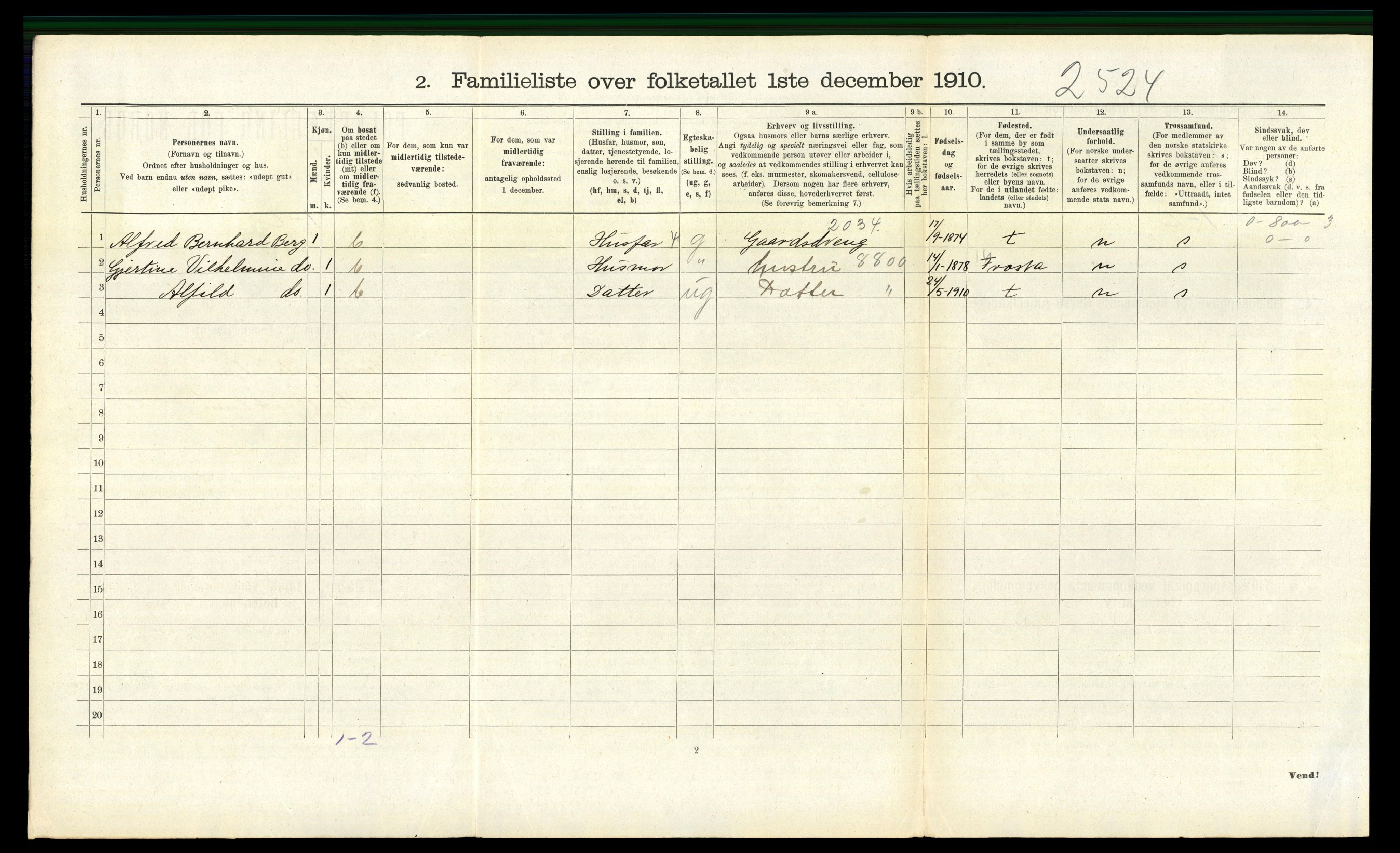RA, 1910 census for Trondheim, 1910, p. 21374