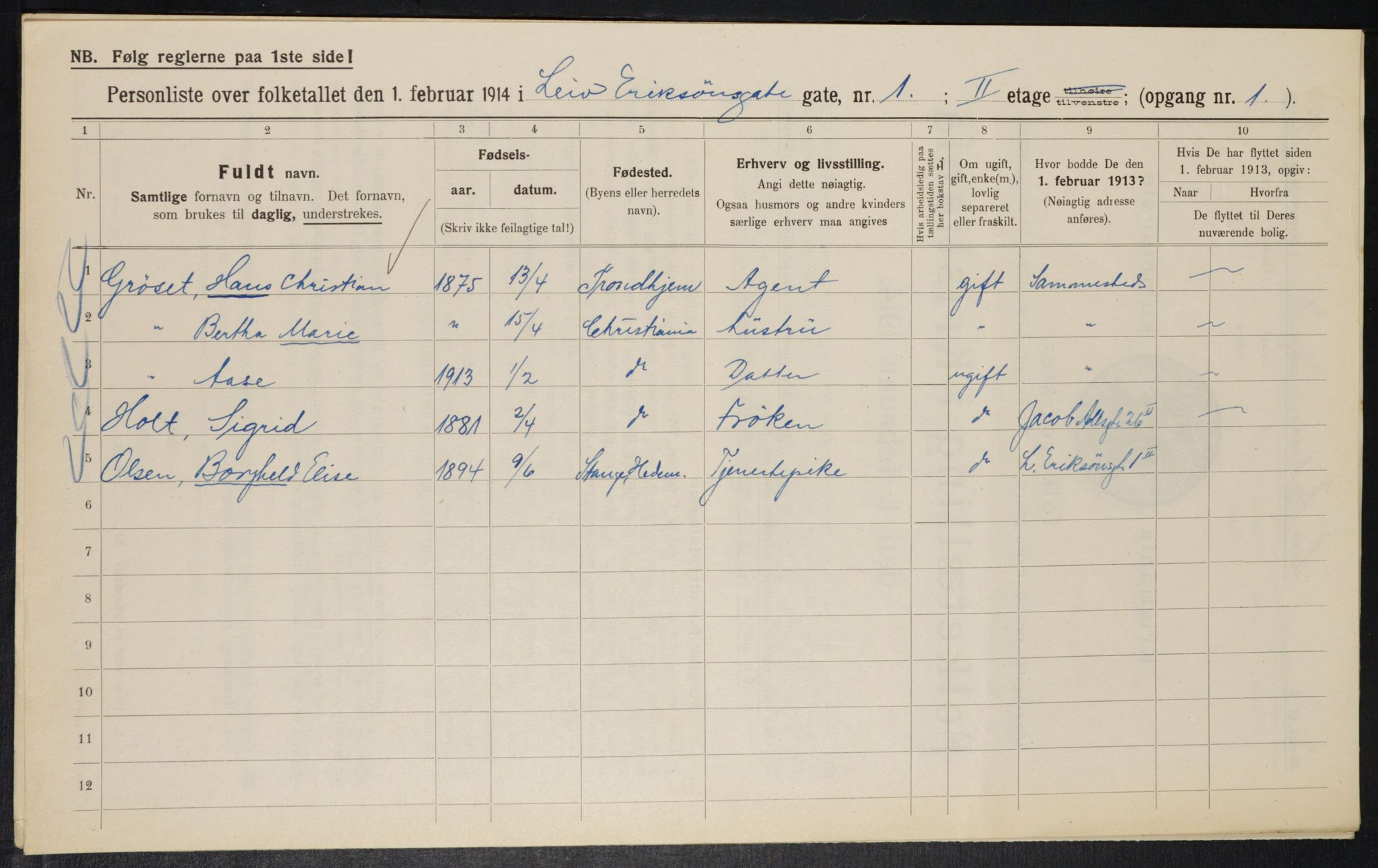 OBA, Municipal Census 1914 for Kristiania, 1914, p. 57344