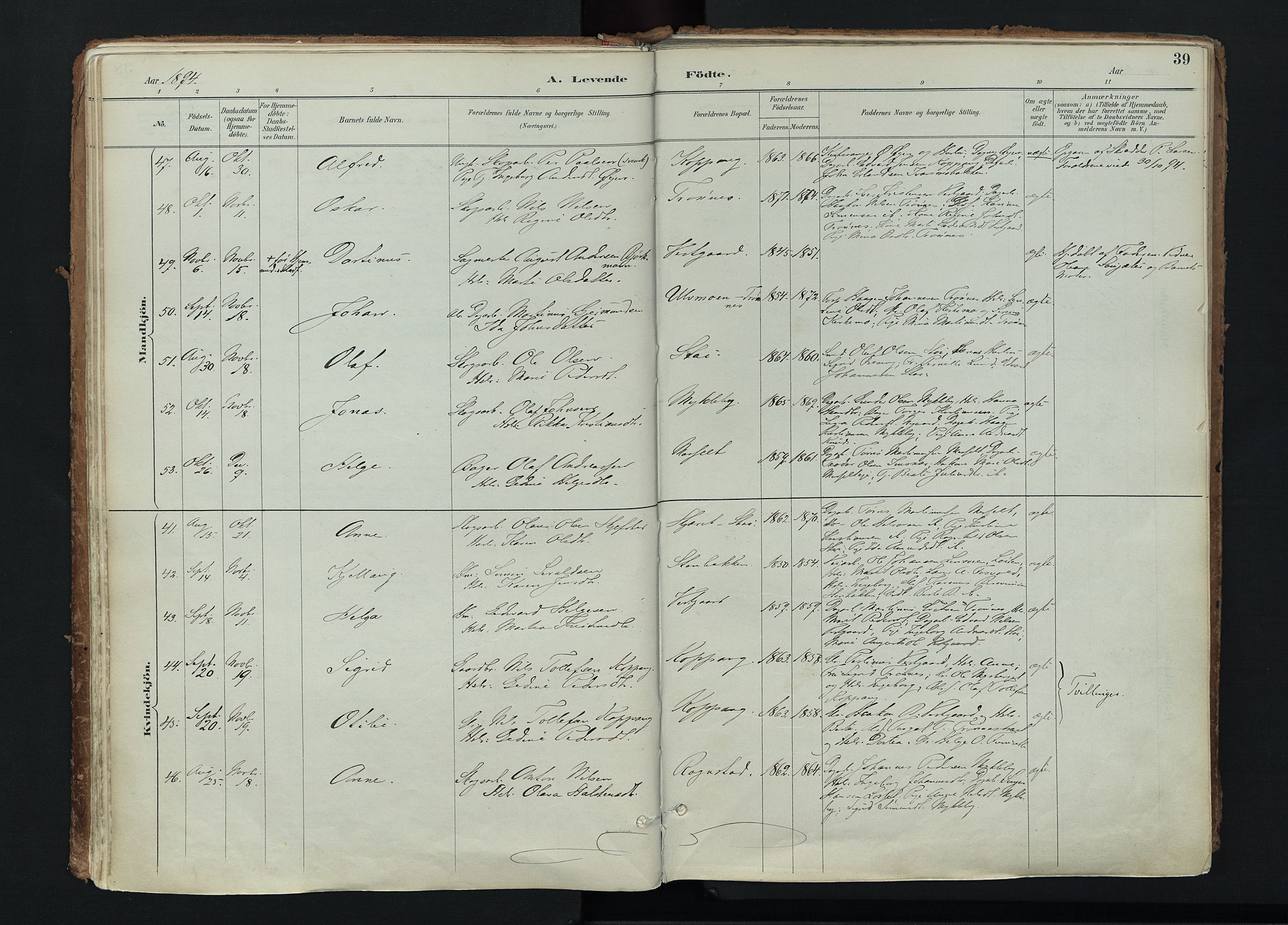 Stor-Elvdal prestekontor, AV/SAH-PREST-052/H/Ha/Haa/L0004: Parish register (official) no. 4, 1890-1922, p. 39