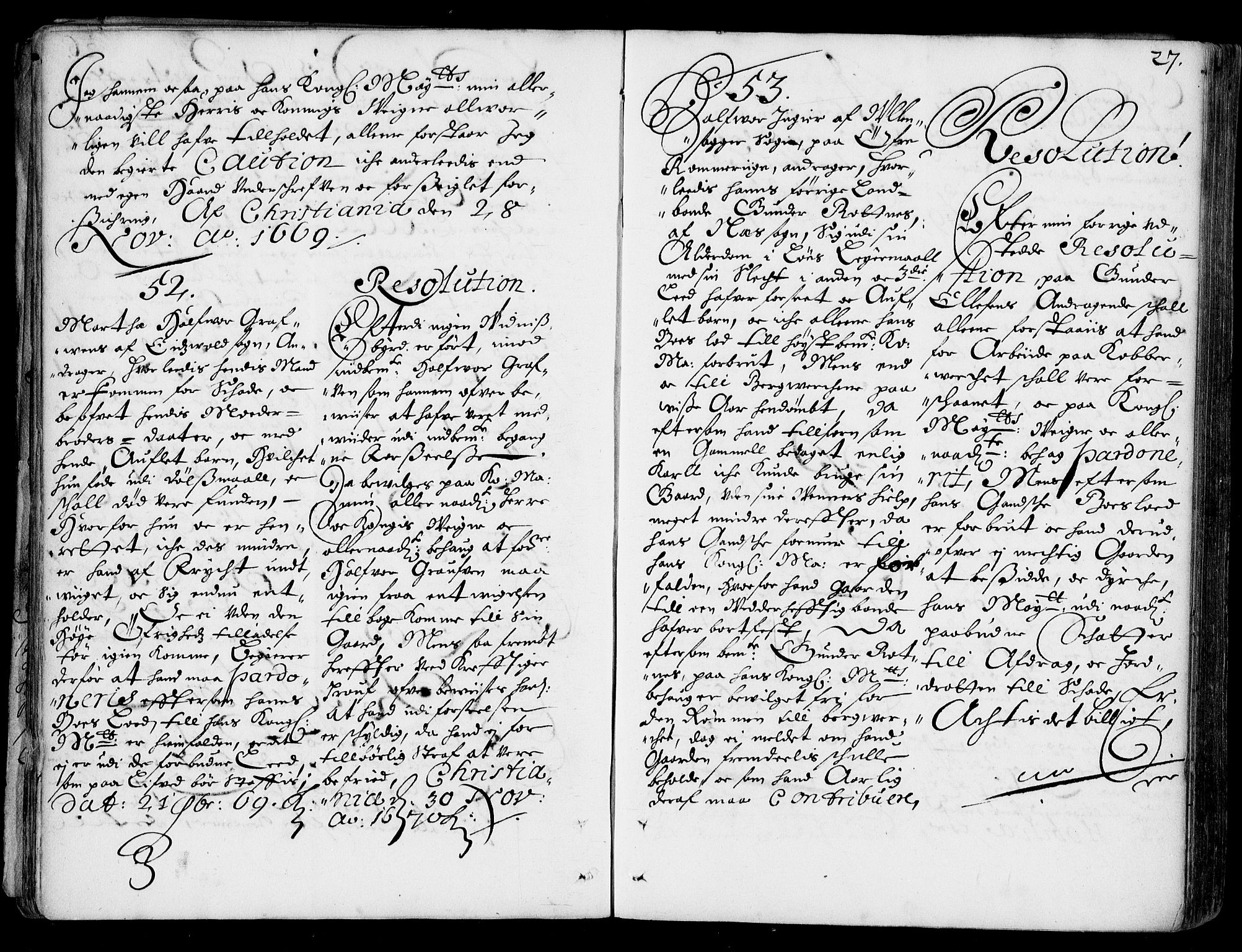 Stattholderembetet 1572-1771, AV/RA-EA-2870/Ad/L0002: Supplikasjons- og resolusjonsprotokoll, 1669-1671, p. 26b-27a