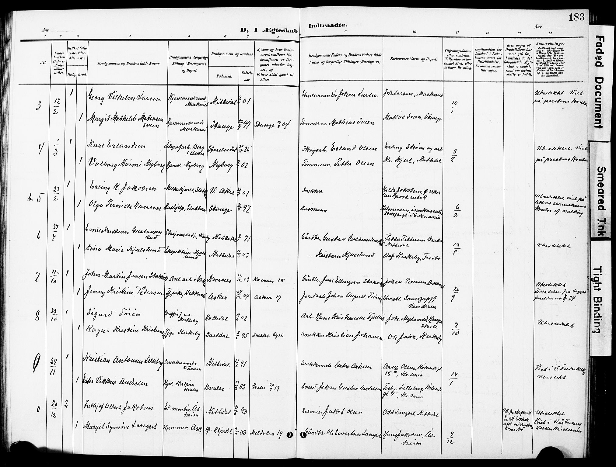 Nittedal prestekontor Kirkebøker, AV/SAO-A-10365a/G/Ga/L0003: Parish register (copy) no. I 3, 1902-1929, p. 183