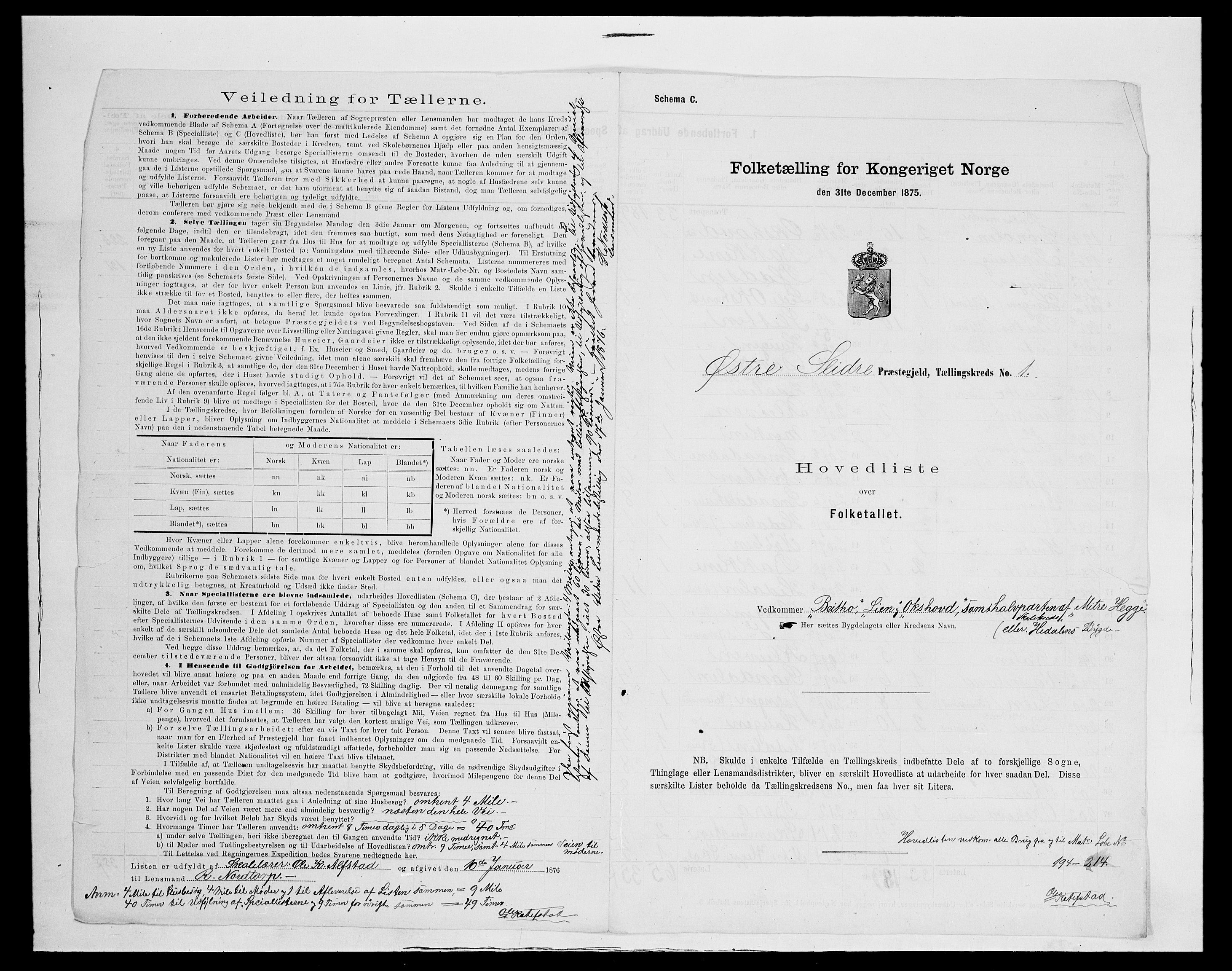 SAH, 1875 census for 0544P Øystre Slidre, 1875, p. 10