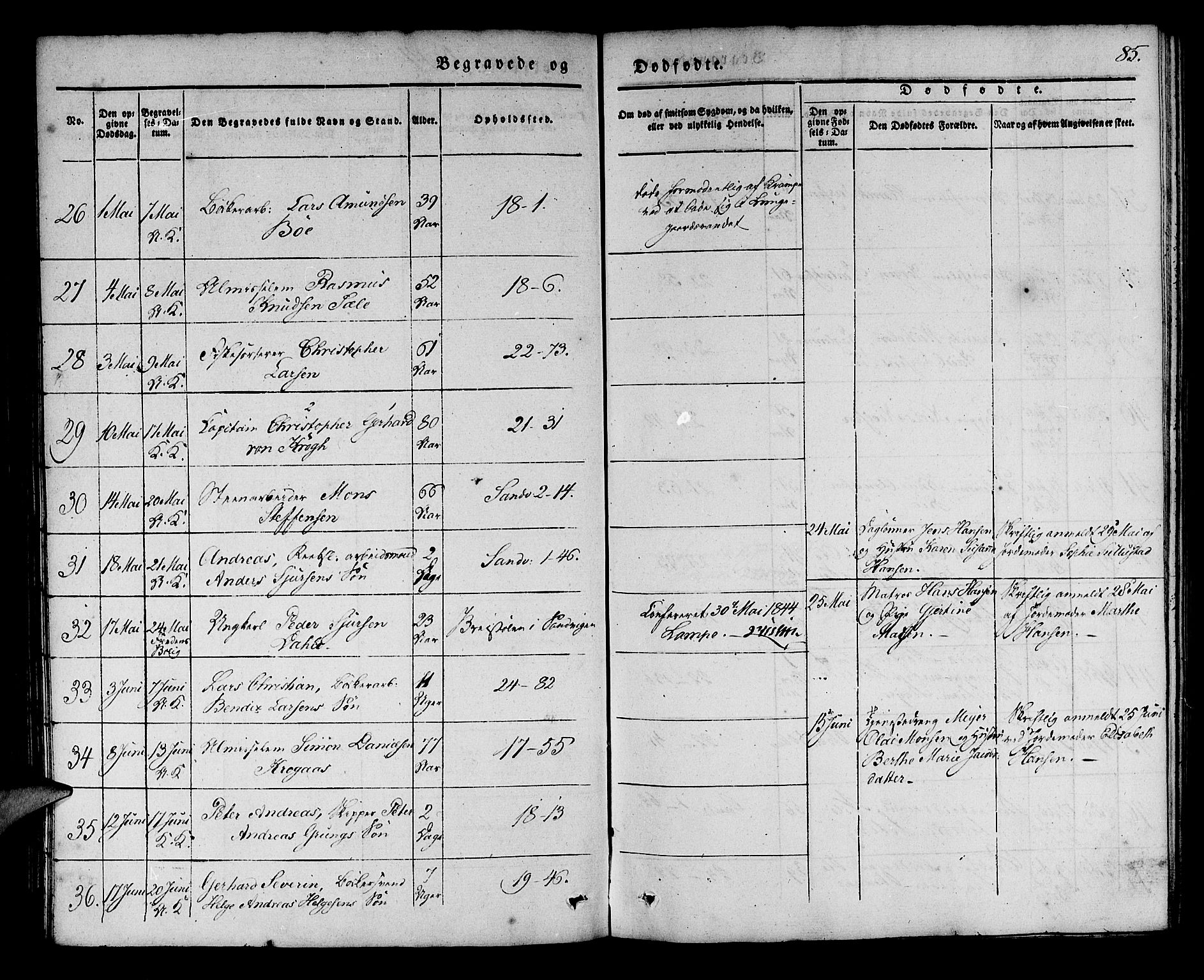 Korskirken sokneprestembete, AV/SAB-A-76101/H/Haa/L0043: Parish register (official) no. E 1, 1834-1848, p. 85