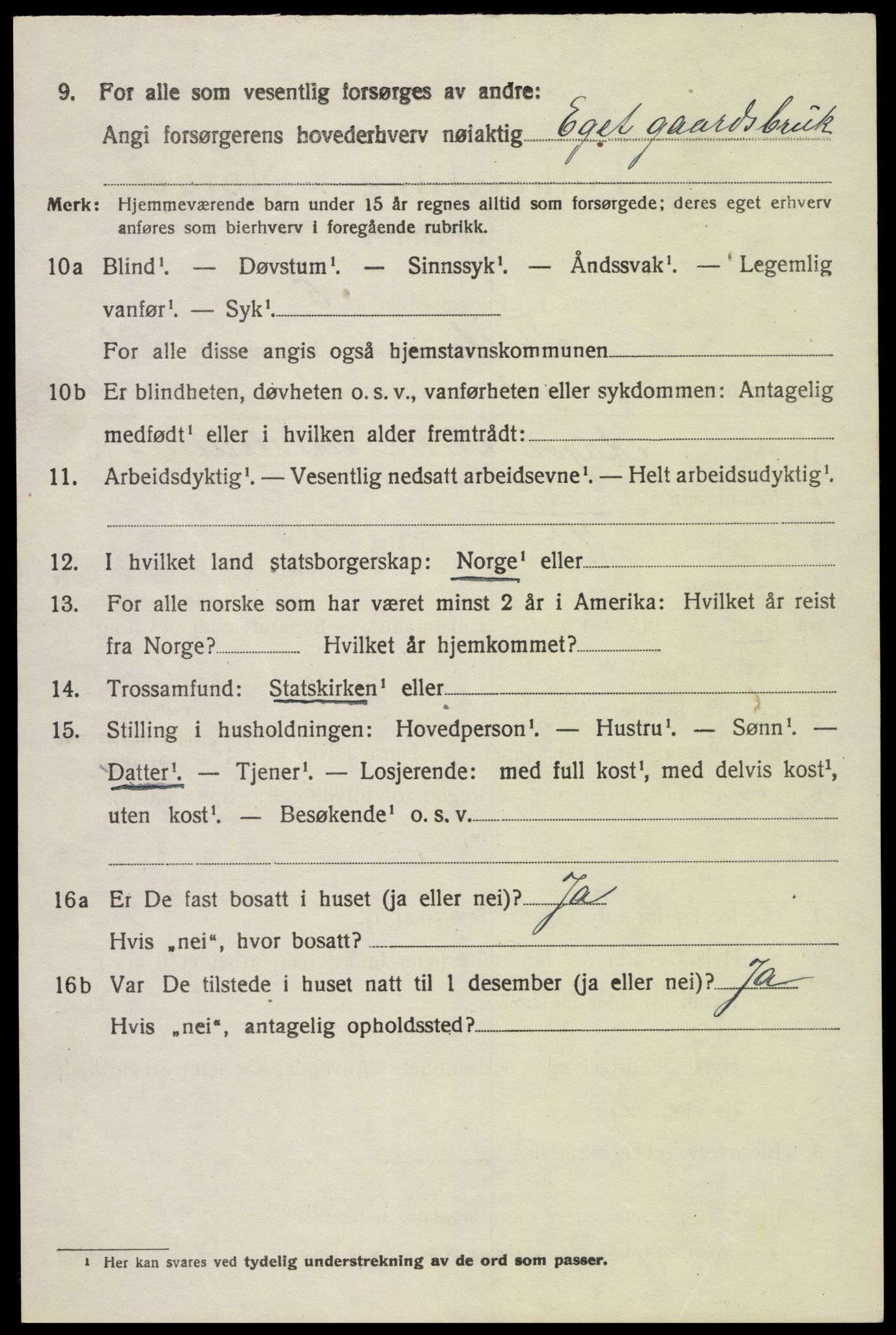 SAK, 1920 census for Tveit, 1920, p. 757