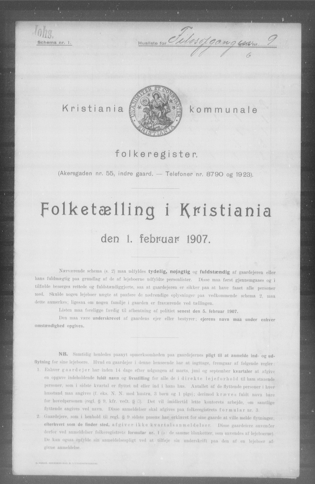 OBA, Municipal Census 1907 for Kristiania, 1907, p. 12313