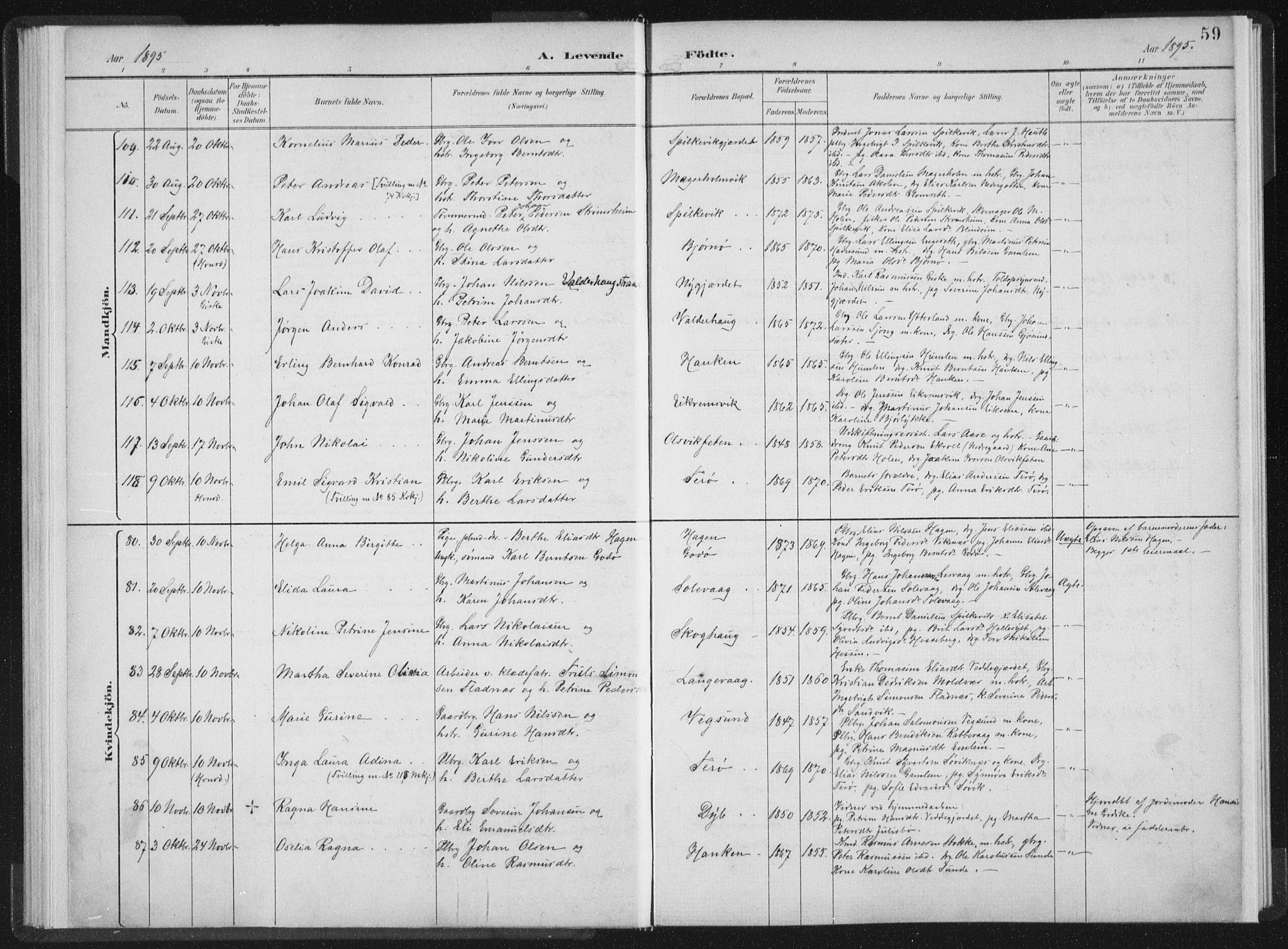 Ministerialprotokoller, klokkerbøker og fødselsregistre - Møre og Romsdal, AV/SAT-A-1454/528/L0405: Parish register (official) no. 528A14, 1891-1906, p. 59