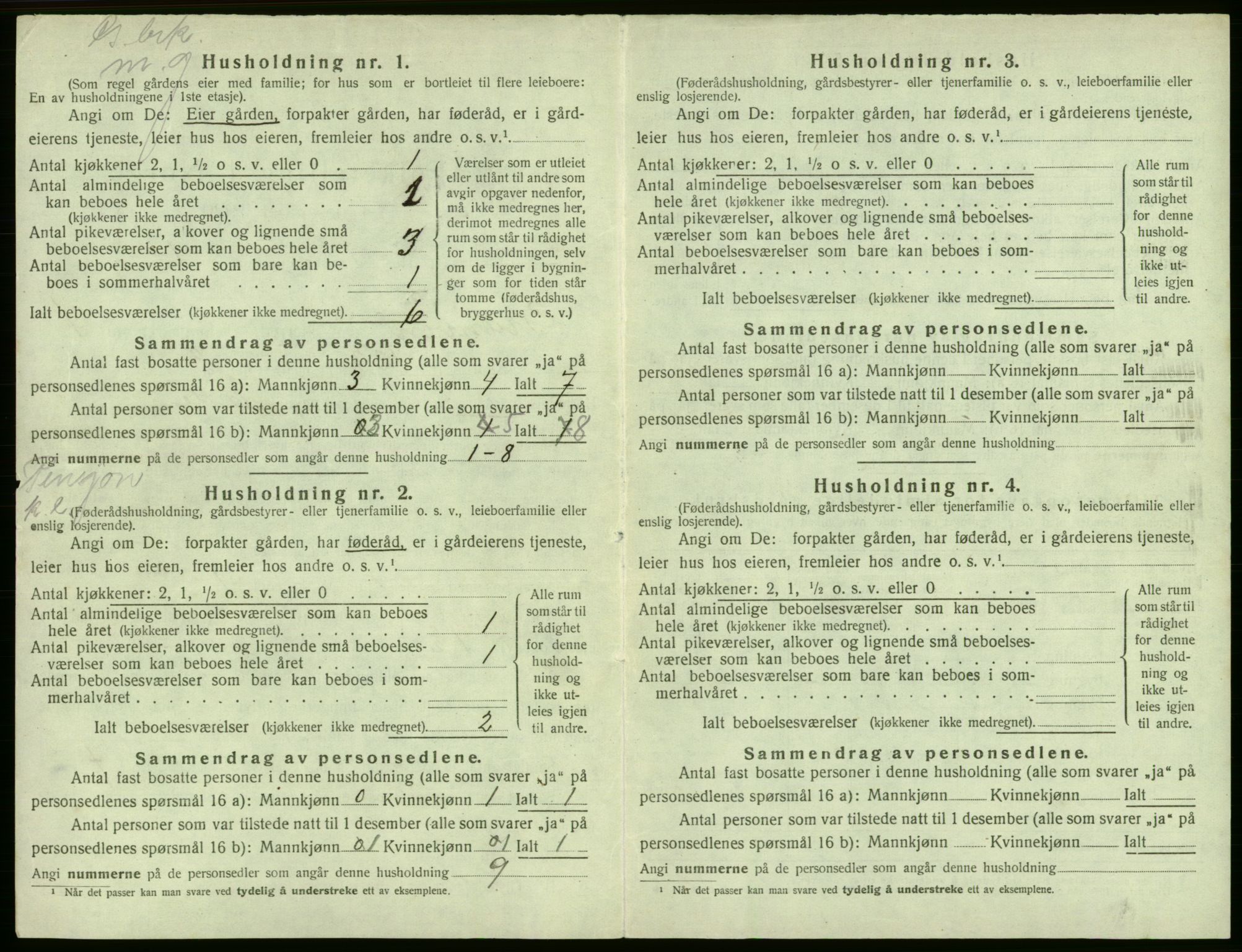 SAB, 1920 census for Granvin, 1920, p. 232