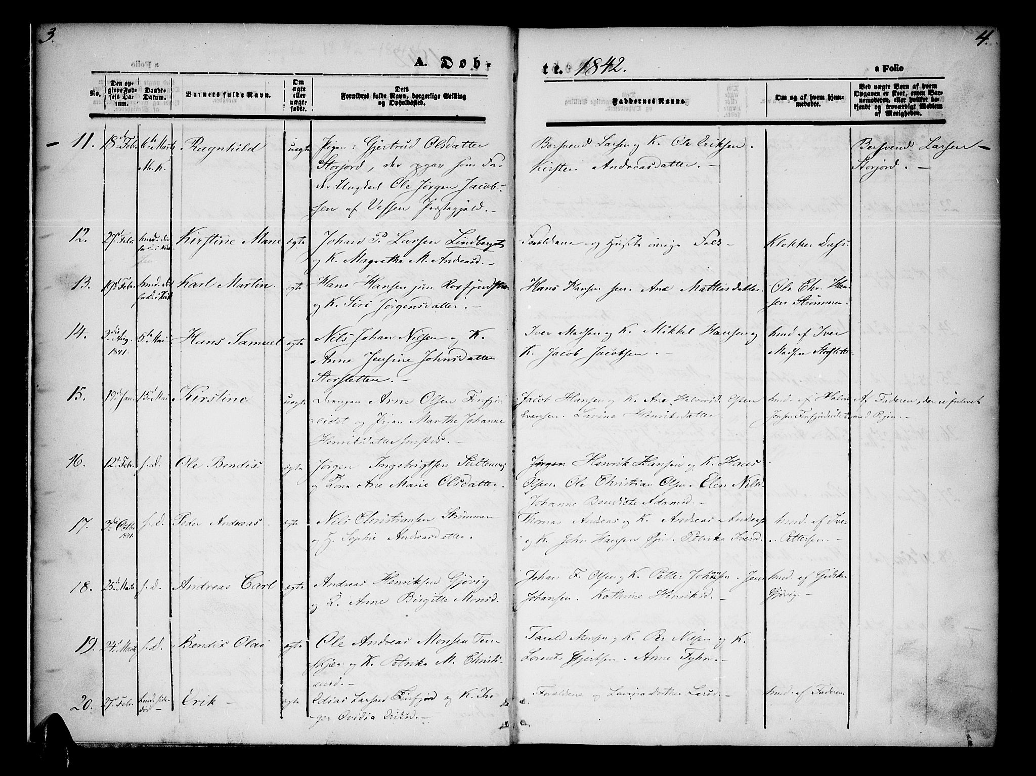 Lenvik sokneprestembete, SATØ/S-1310/H/Ha/Haa/L0005kirke: Parish register (official) no. 5, 1842-1844, p. 3-4