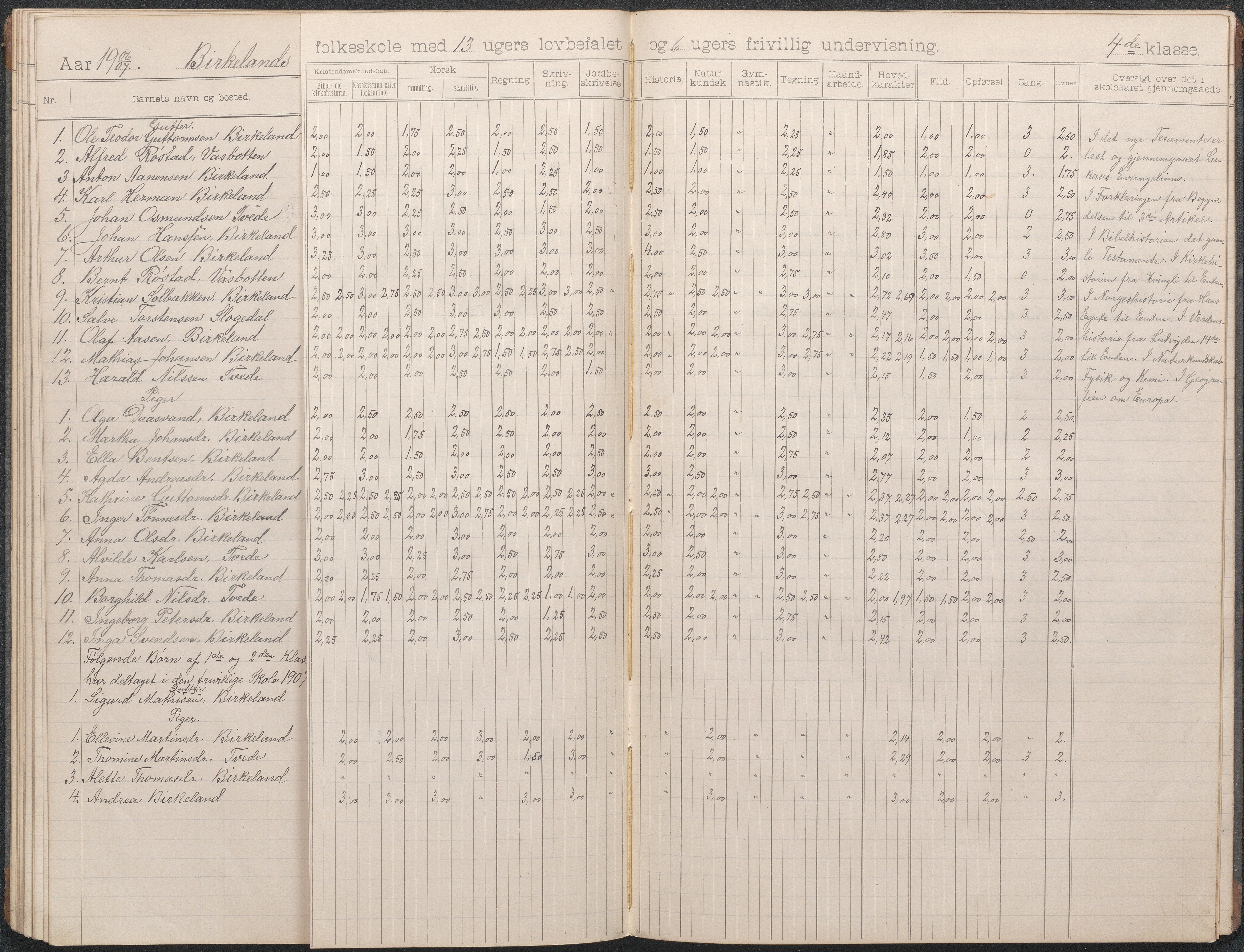 Birkenes kommune, Birkenes krets/Birkeland folkeskole frem til 1991, AAKS/KA0928-550a_91/F02/L0004: Skoleprotokoll, 1896-1907