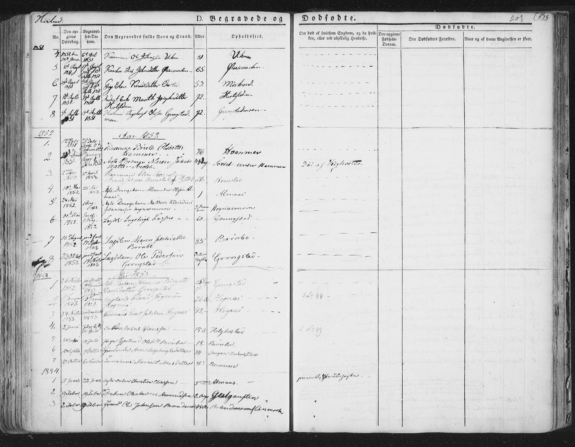 Ministerialprotokoller, klokkerbøker og fødselsregistre - Nord-Trøndelag, SAT/A-1458/758/L0513: Parish register (official) no. 758A02 /2, 1839-1868, p. 208