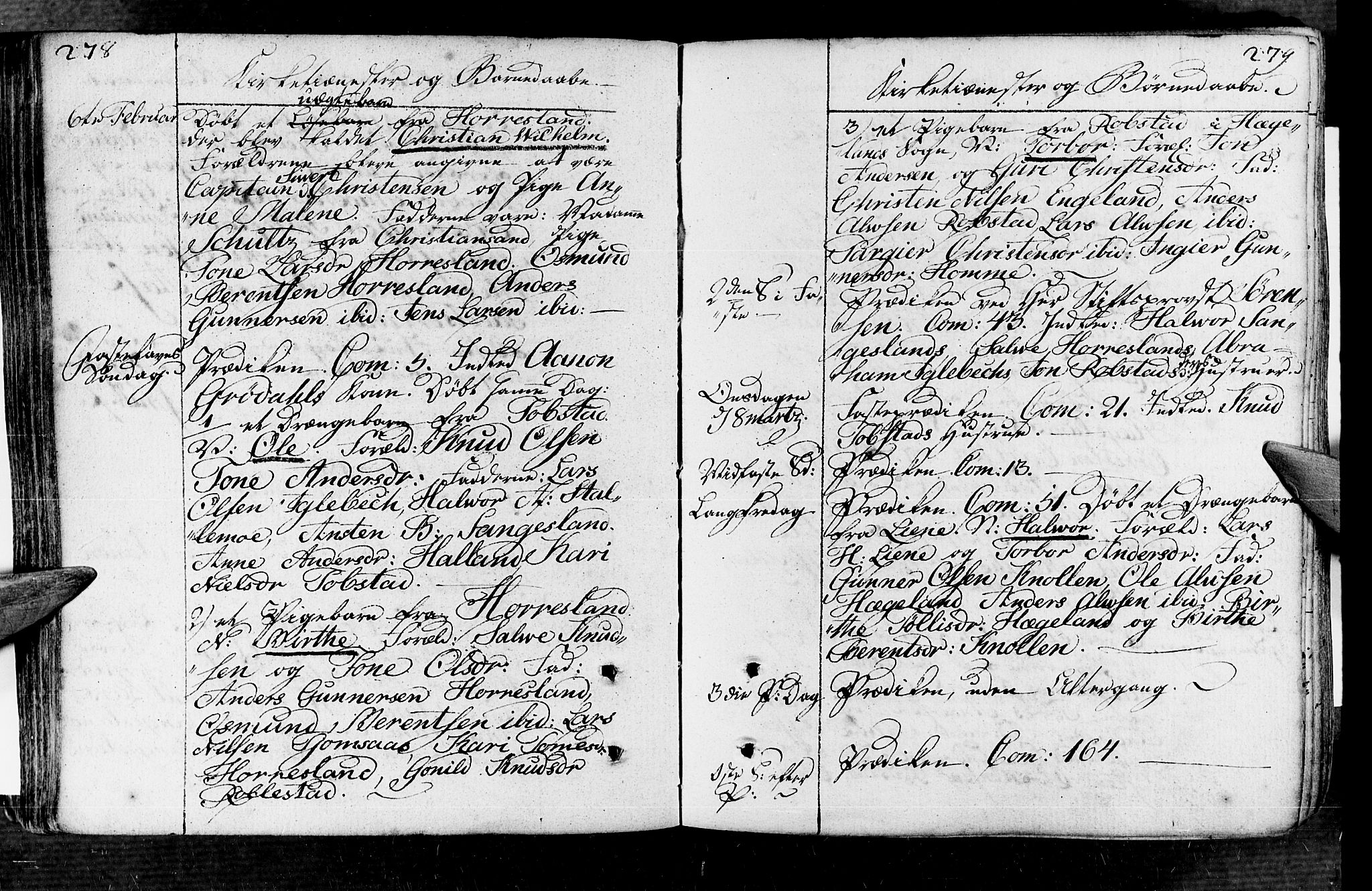 Vennesla sokneprestkontor, SAK/1111-0045/Fa/Fac/L0002: Parish register (official) no. A 2, 1785-1834, p. 278-279