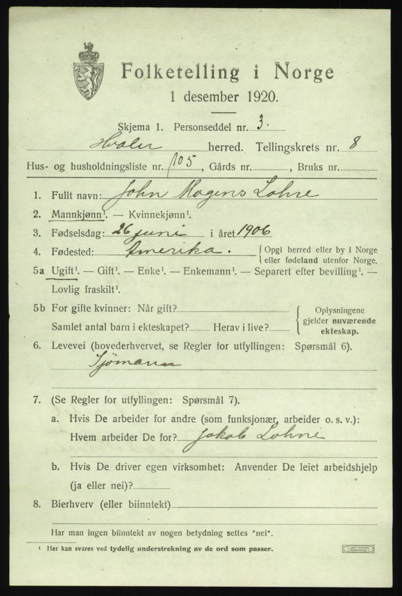 SAO, 1920 census for Hvaler, 1920, p. 8580