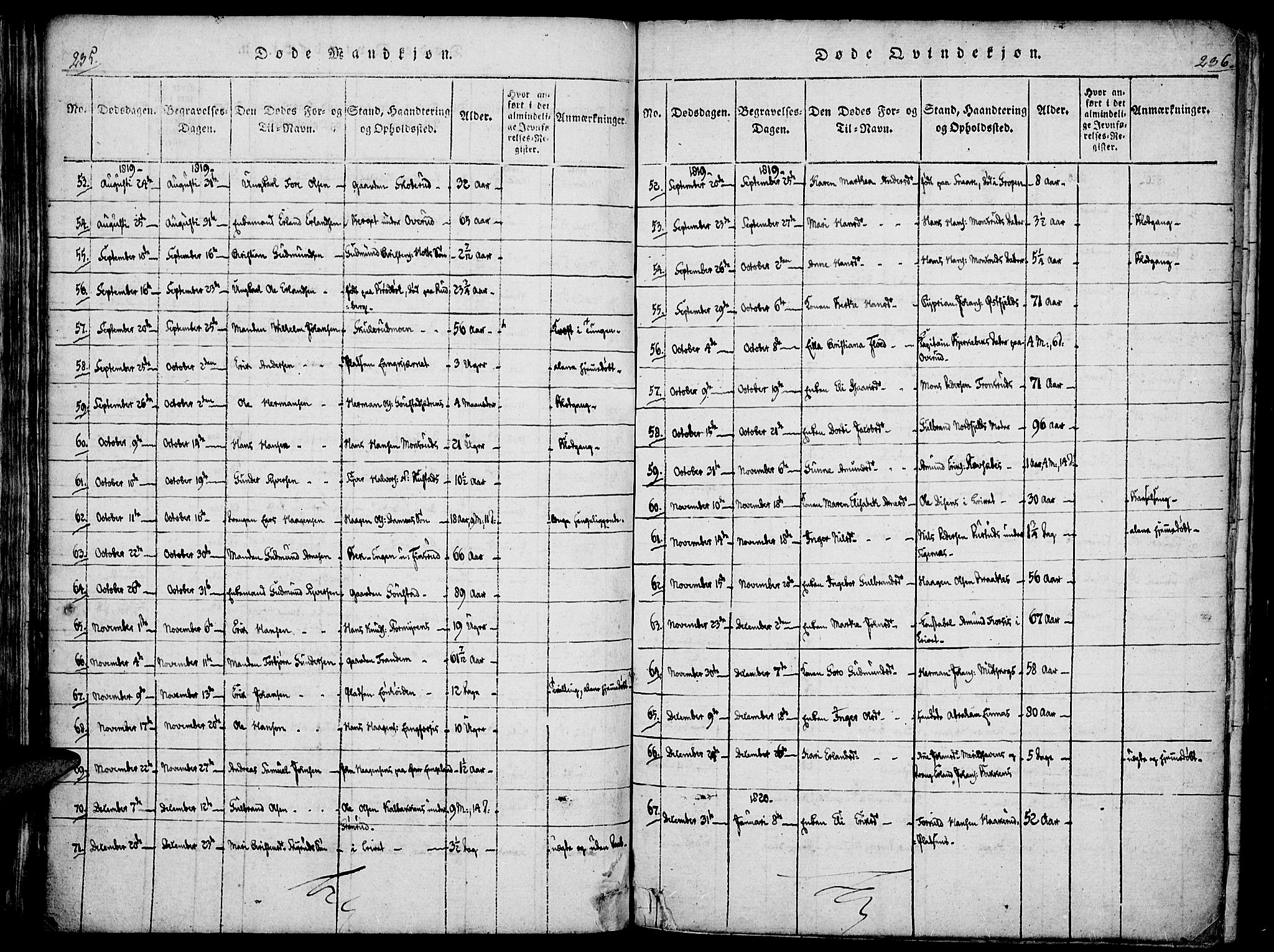 Vinger prestekontor, AV/SAH-PREST-024/H/Ha/Haa/L0006: Parish register (official) no. 6, 1814-1825, p. 235-236