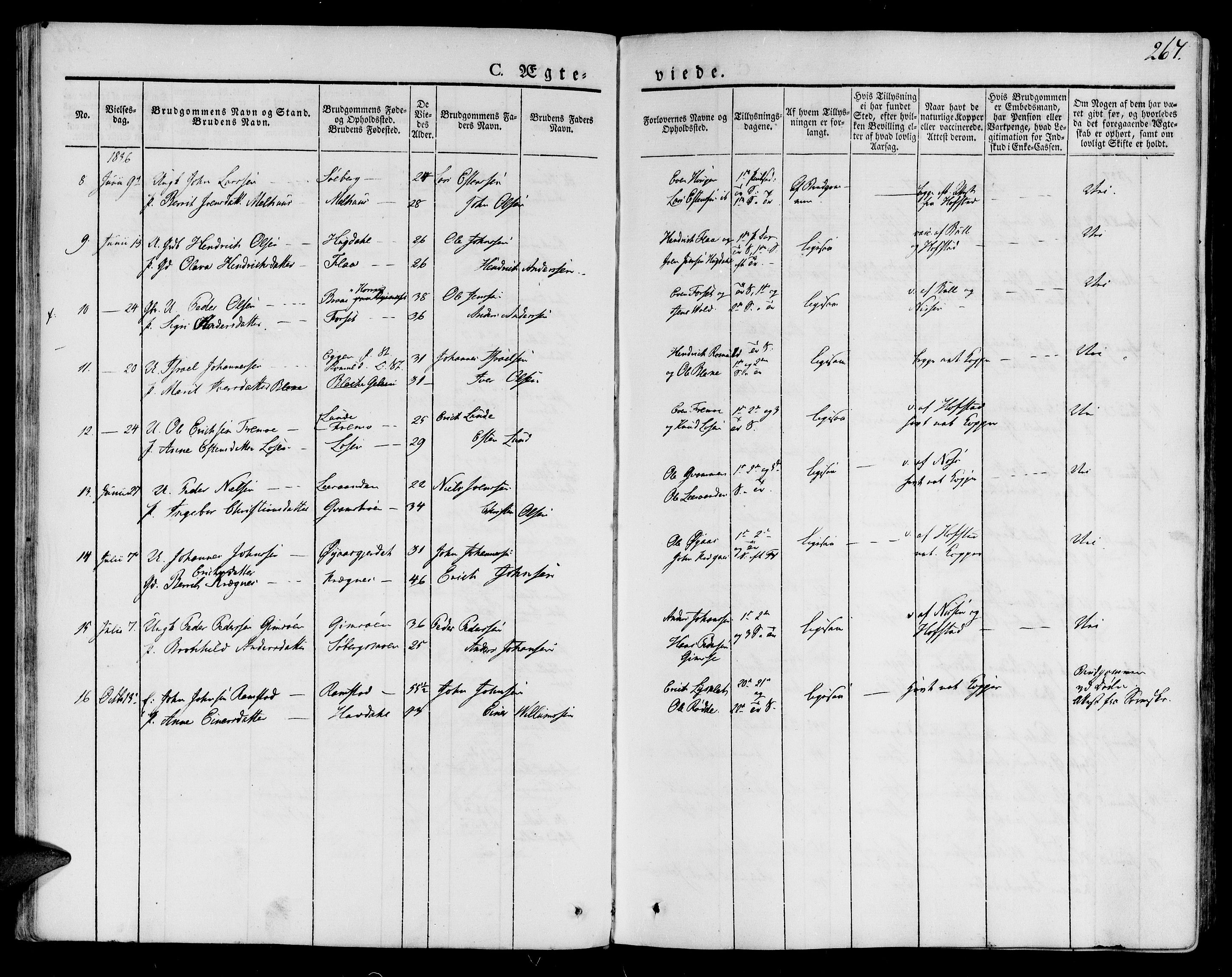 Ministerialprotokoller, klokkerbøker og fødselsregistre - Sør-Trøndelag, SAT/A-1456/691/L1070: Parish register (official) no. 691A05 /1, 1826-1841, p. 267