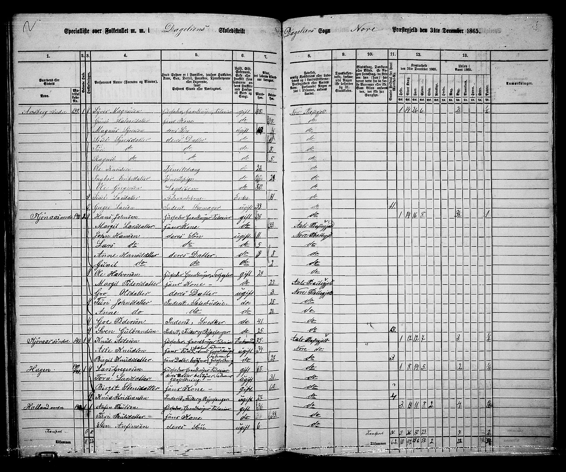 RA, 1865 census for Nore, 1865, p. 139