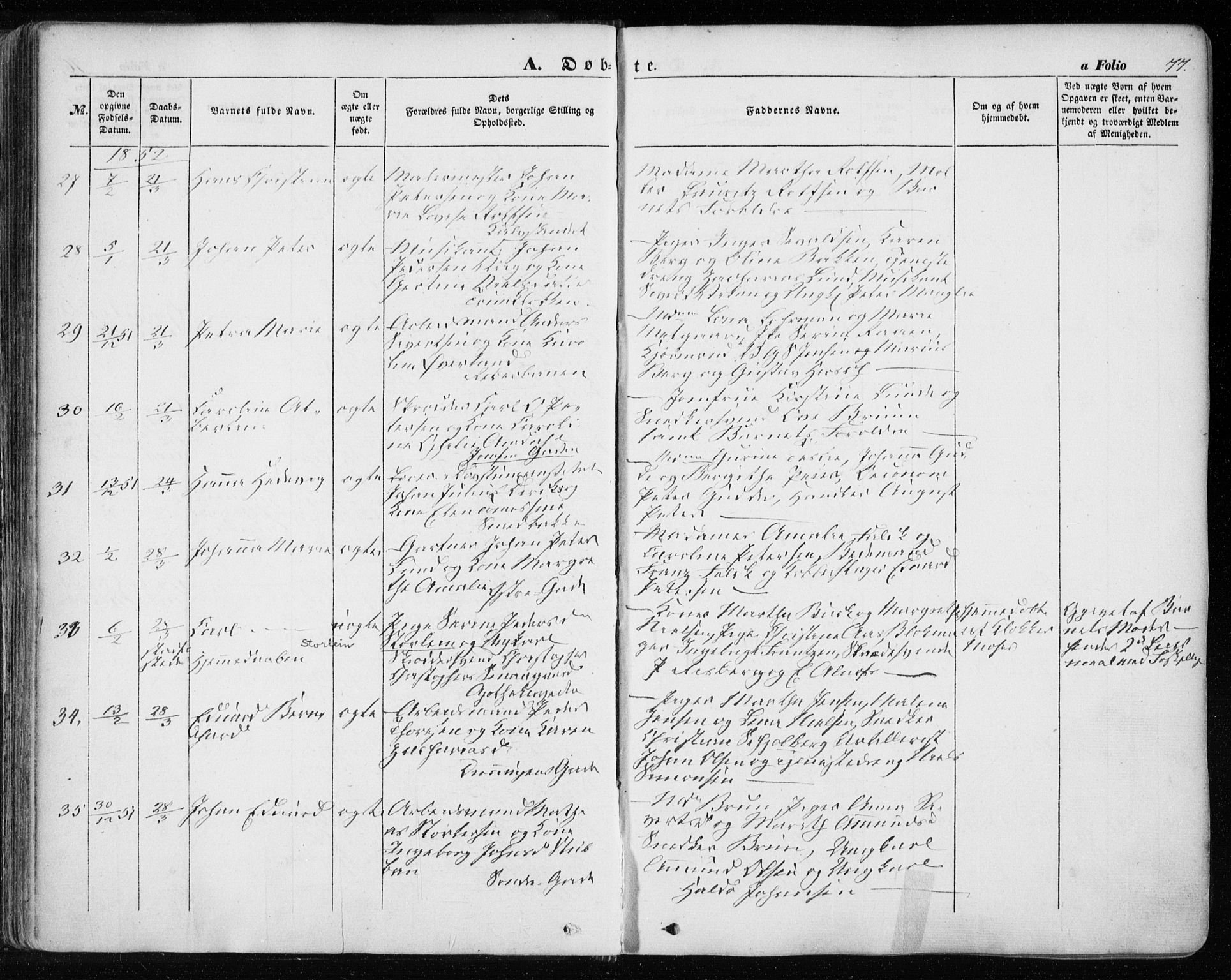 Ministerialprotokoller, klokkerbøker og fødselsregistre - Sør-Trøndelag, AV/SAT-A-1456/601/L0051: Parish register (official) no. 601A19, 1848-1857, p. 77