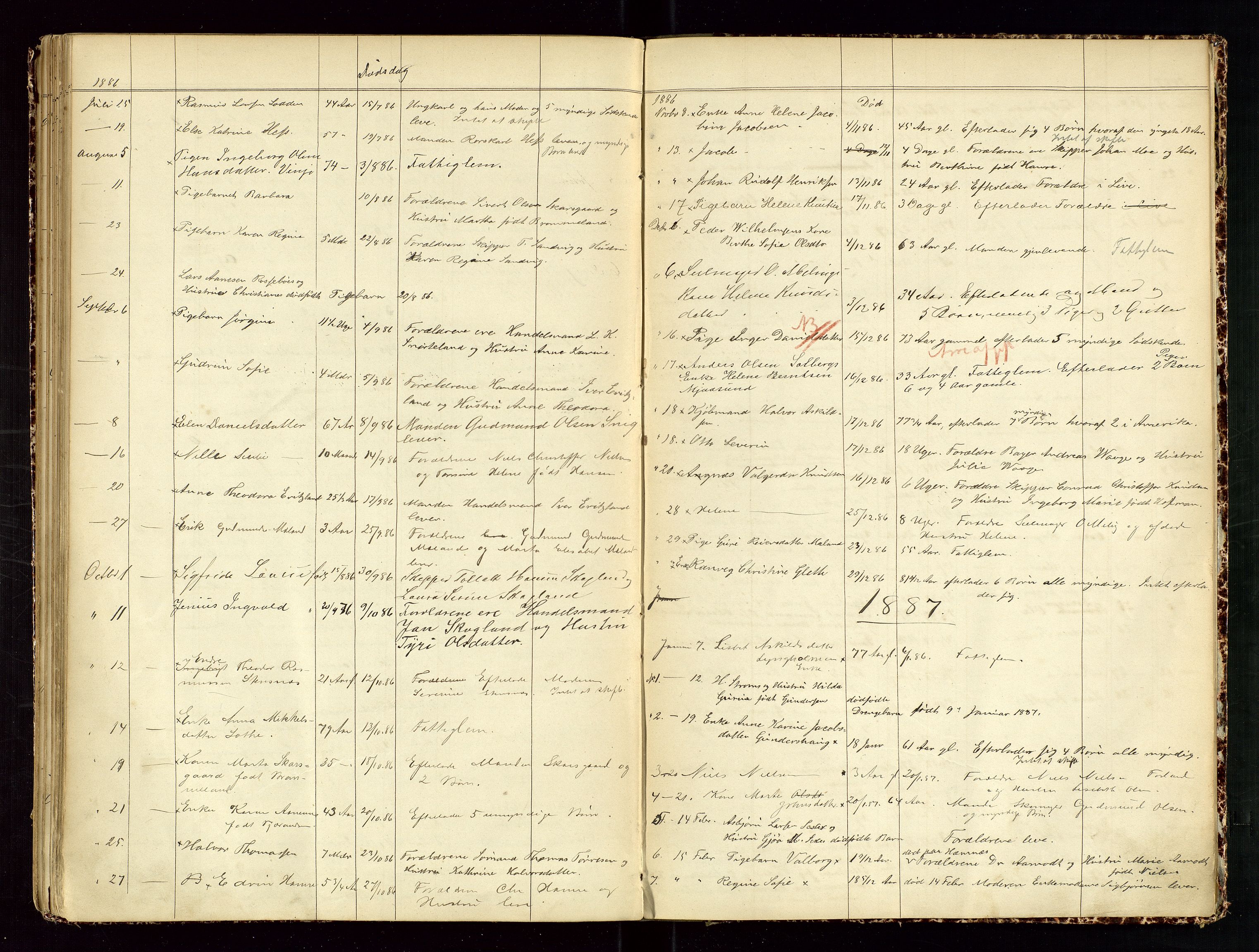 Haugesund tingrett, AV/SAST-A-101415/01/IV/IVJ/L0001: Dødsfallsprotokoll, 1867-1889
