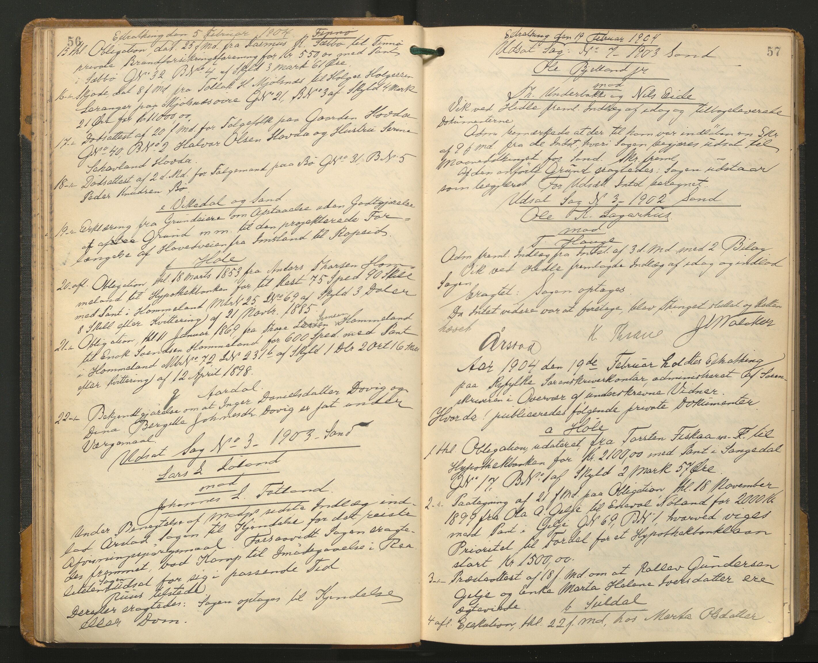 Ryfylke tingrett, AV/SAST-A-100055/001/I/IB/IB0/L0021: Tingbok, Ryfylke, 1903-1906, p. 56-57