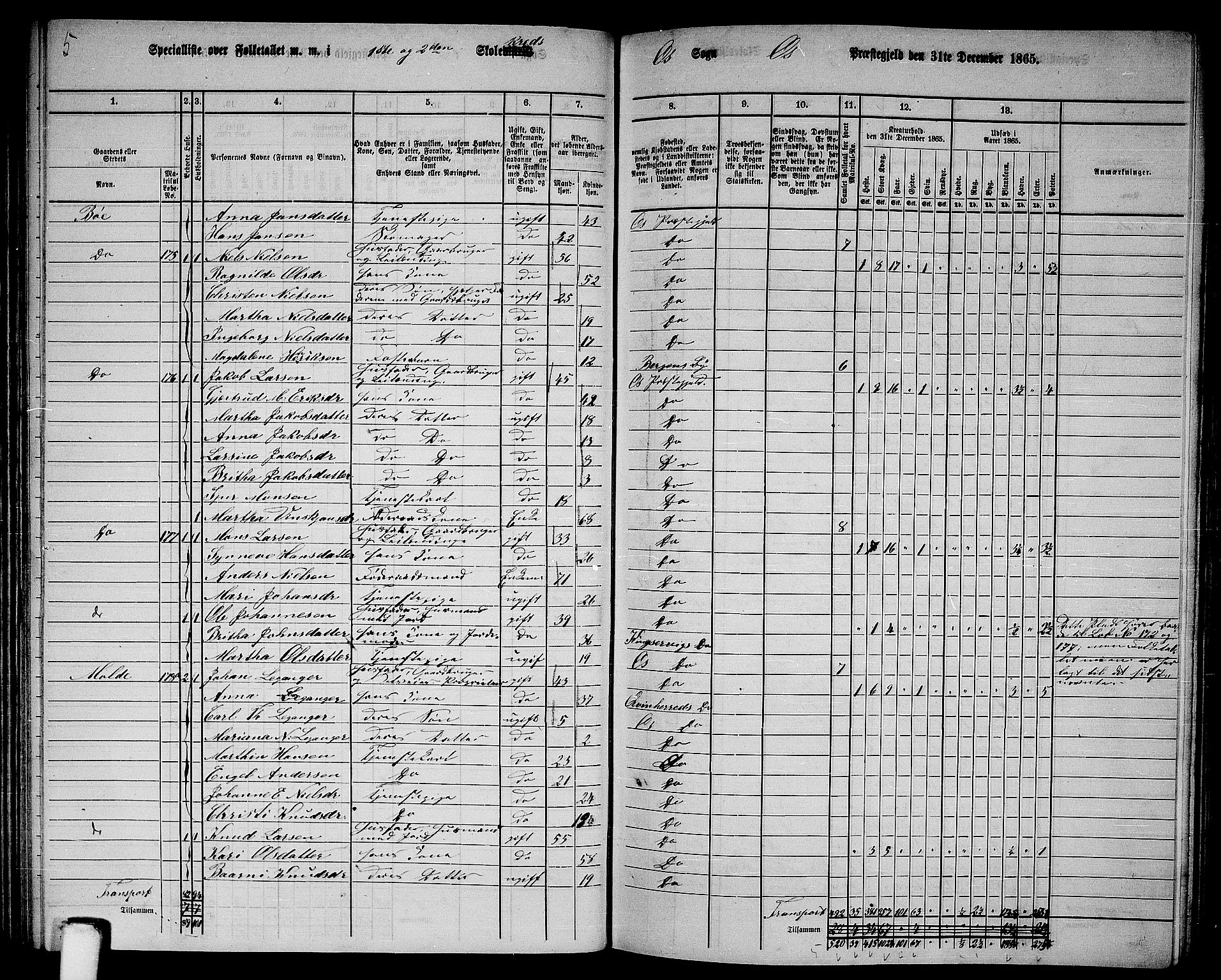 RA, 1865 census for Os, 1865, p. 82