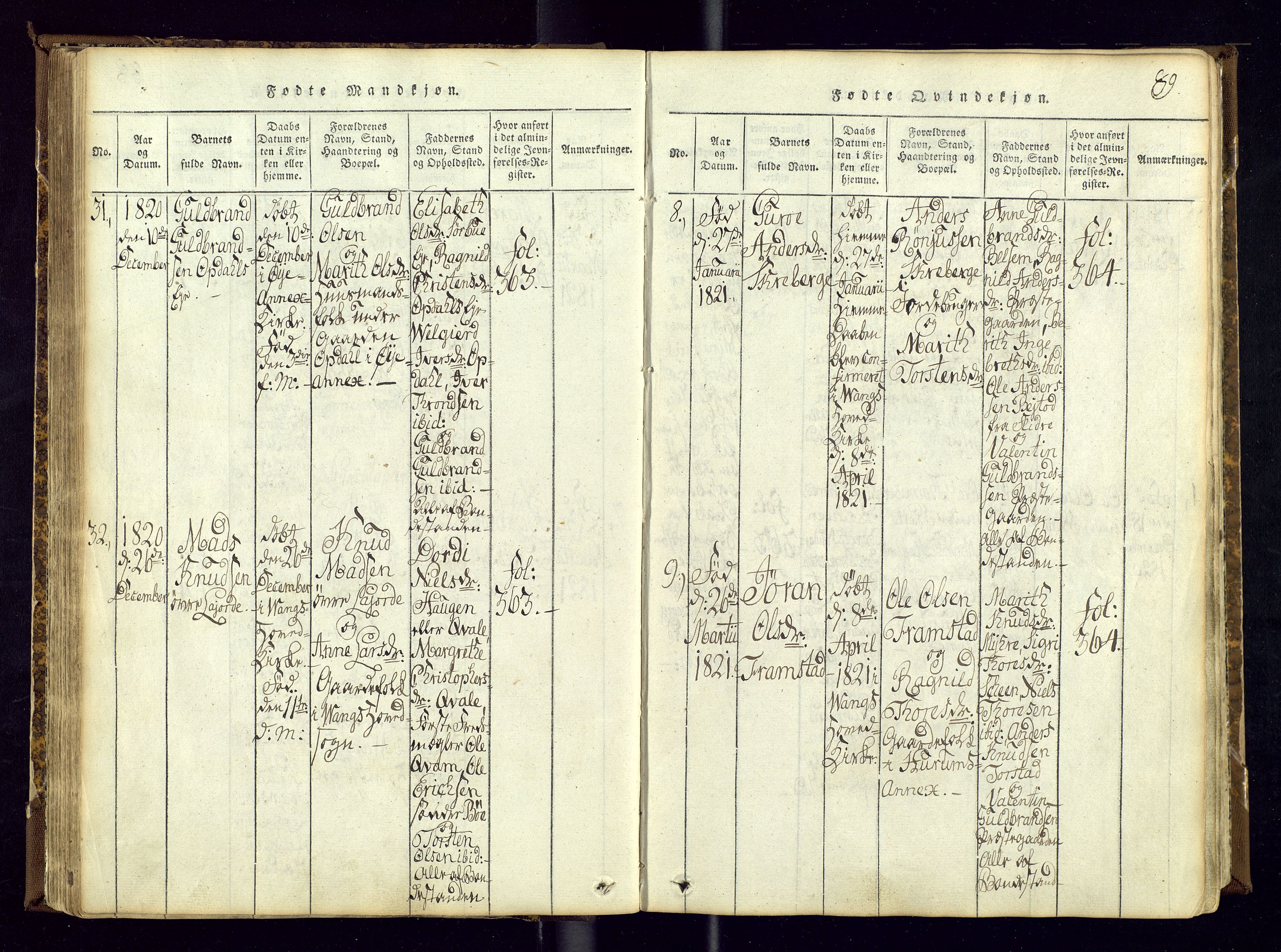 Vang prestekontor, Valdres, AV/SAH-PREST-140/H/Ha/L0004: Parish register (official) no. 4, 1814-1831, p. 89