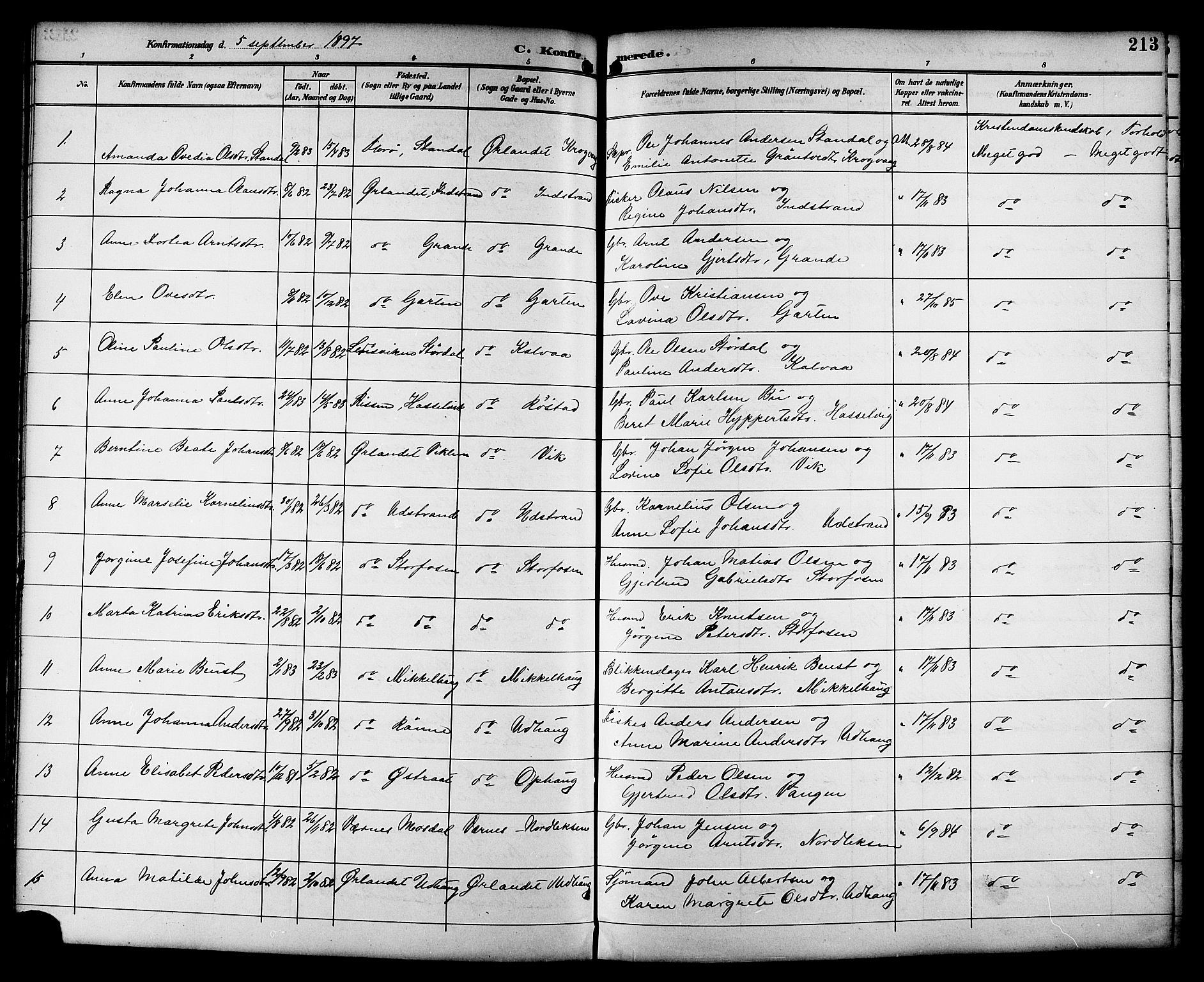 Ministerialprotokoller, klokkerbøker og fødselsregistre - Sør-Trøndelag, SAT/A-1456/659/L0746: Parish register (copy) no. 659C03, 1893-1912, p. 213