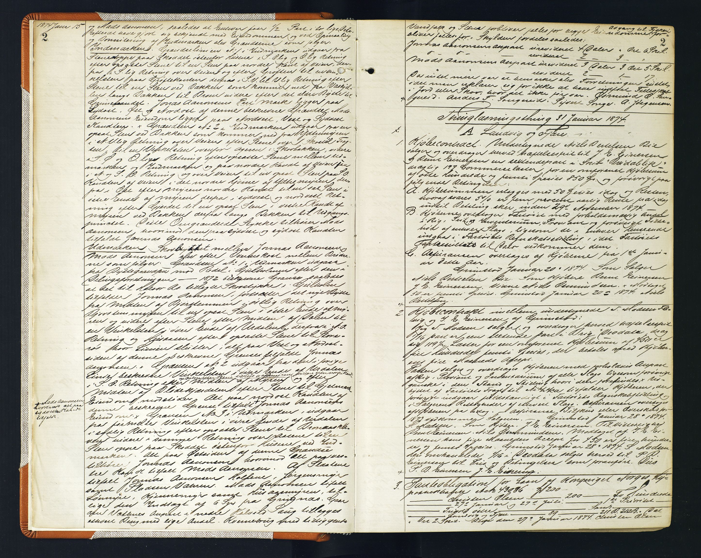 Vestre Nedenes/Sand sorenskriveri, AV/SAK-1221-0010/G/Gb/Gba/L0017: Mortgage book no. 43, 1874-1878, p. 2