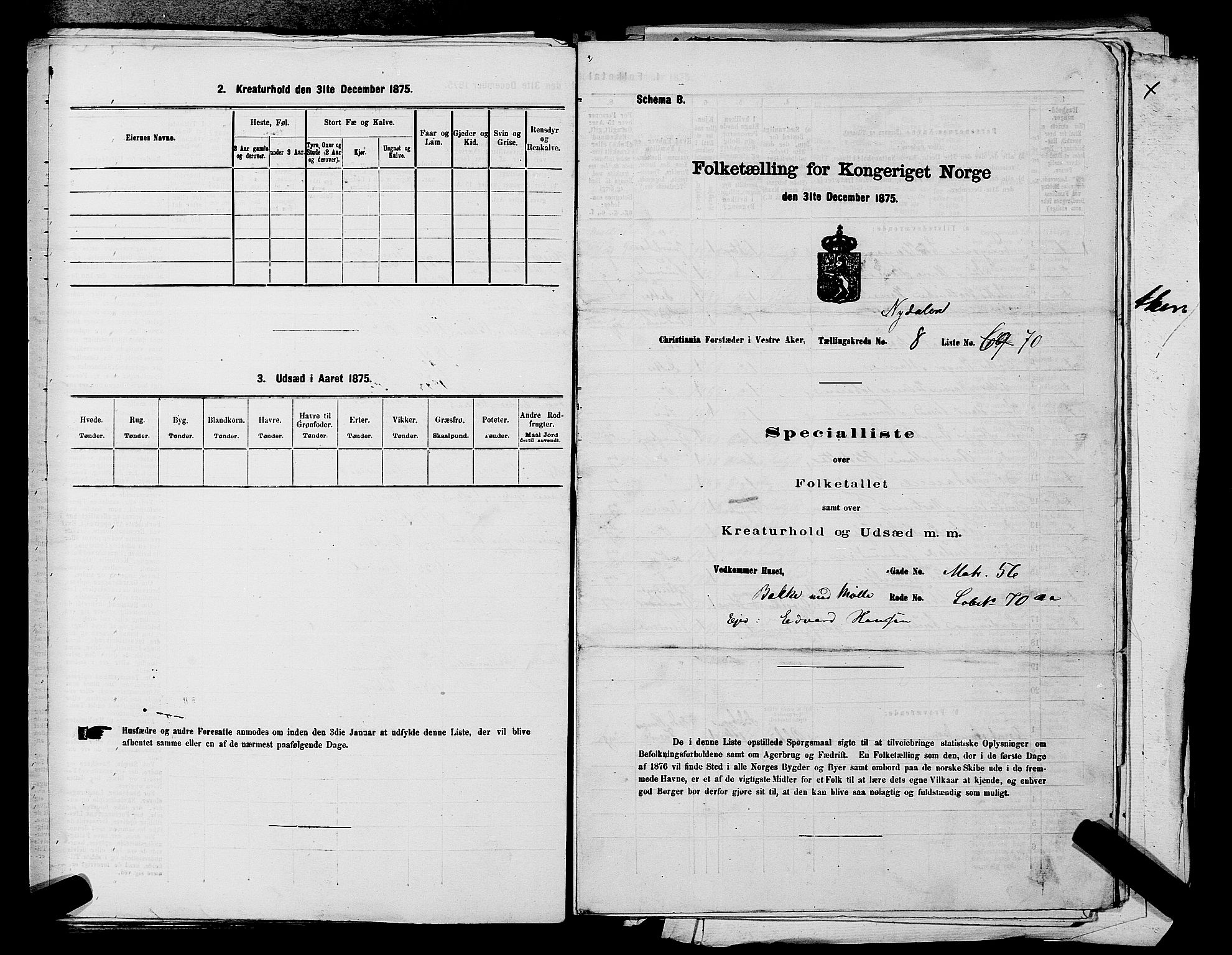 RA, 1875 census for 0218aP Vestre Aker, 1875, p. 1497