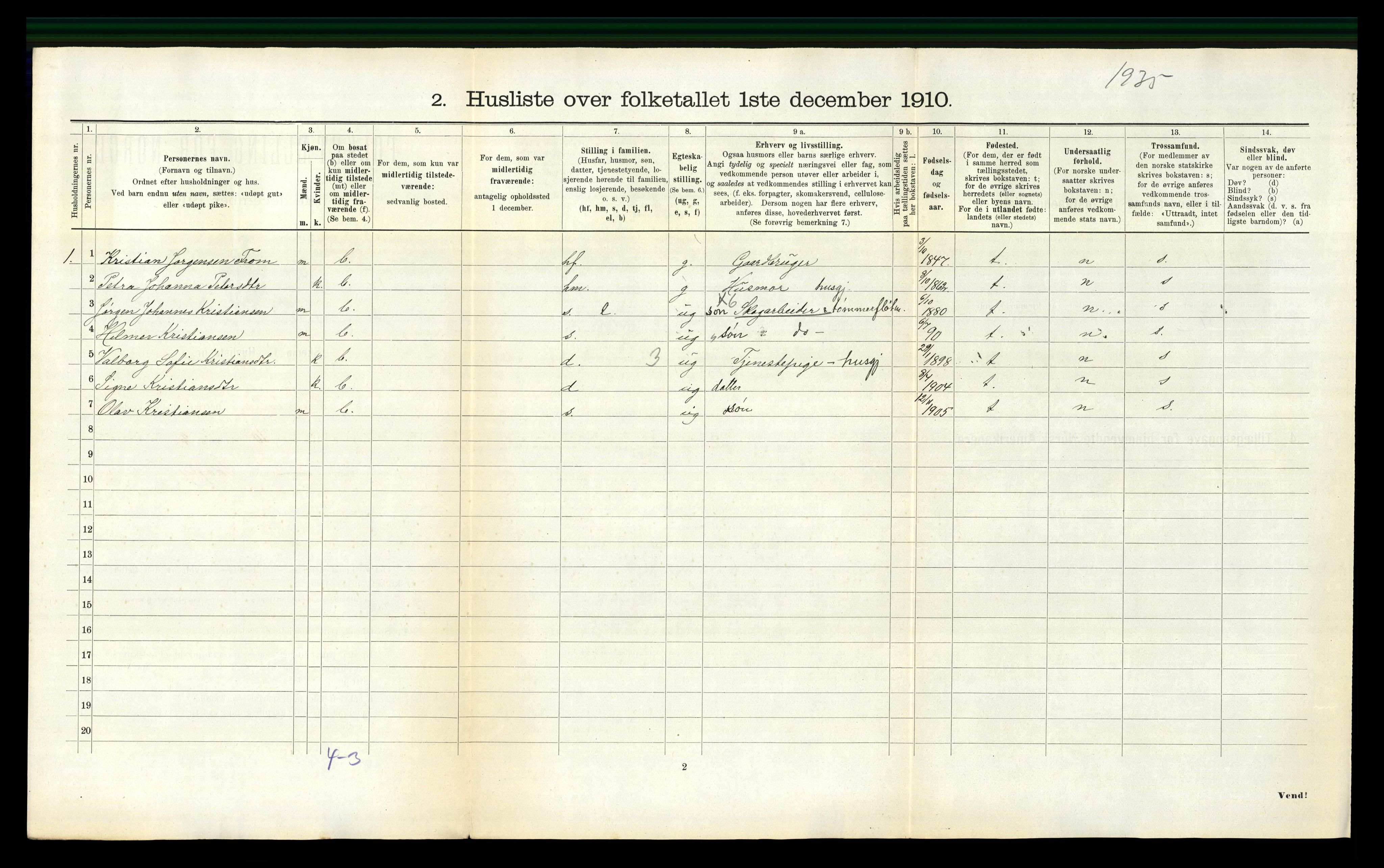 RA, 1910 census for Overhalla, 1910, p. 818