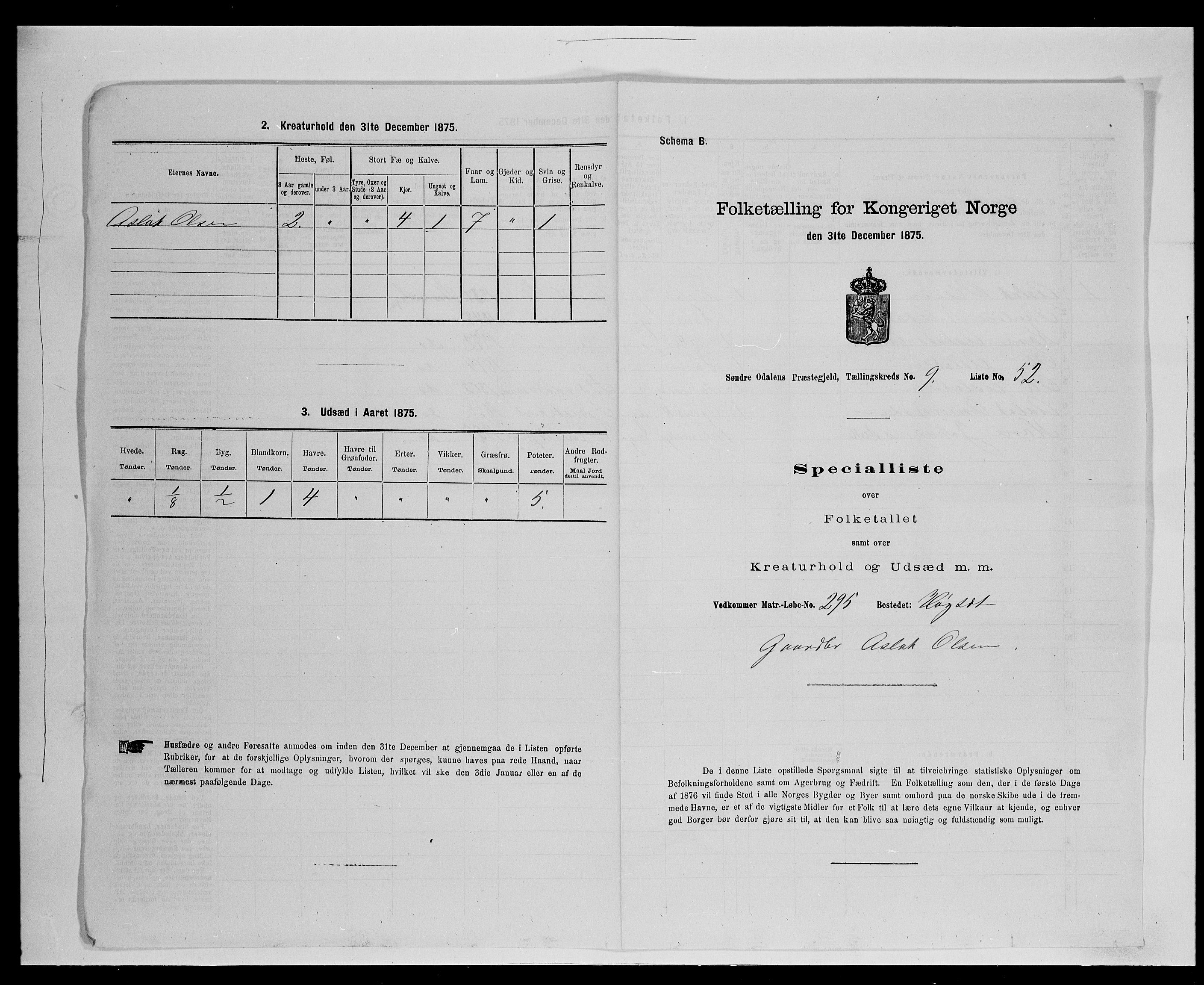 SAH, 1875 census for 0419P Sør-Odal, 1875, p. 984