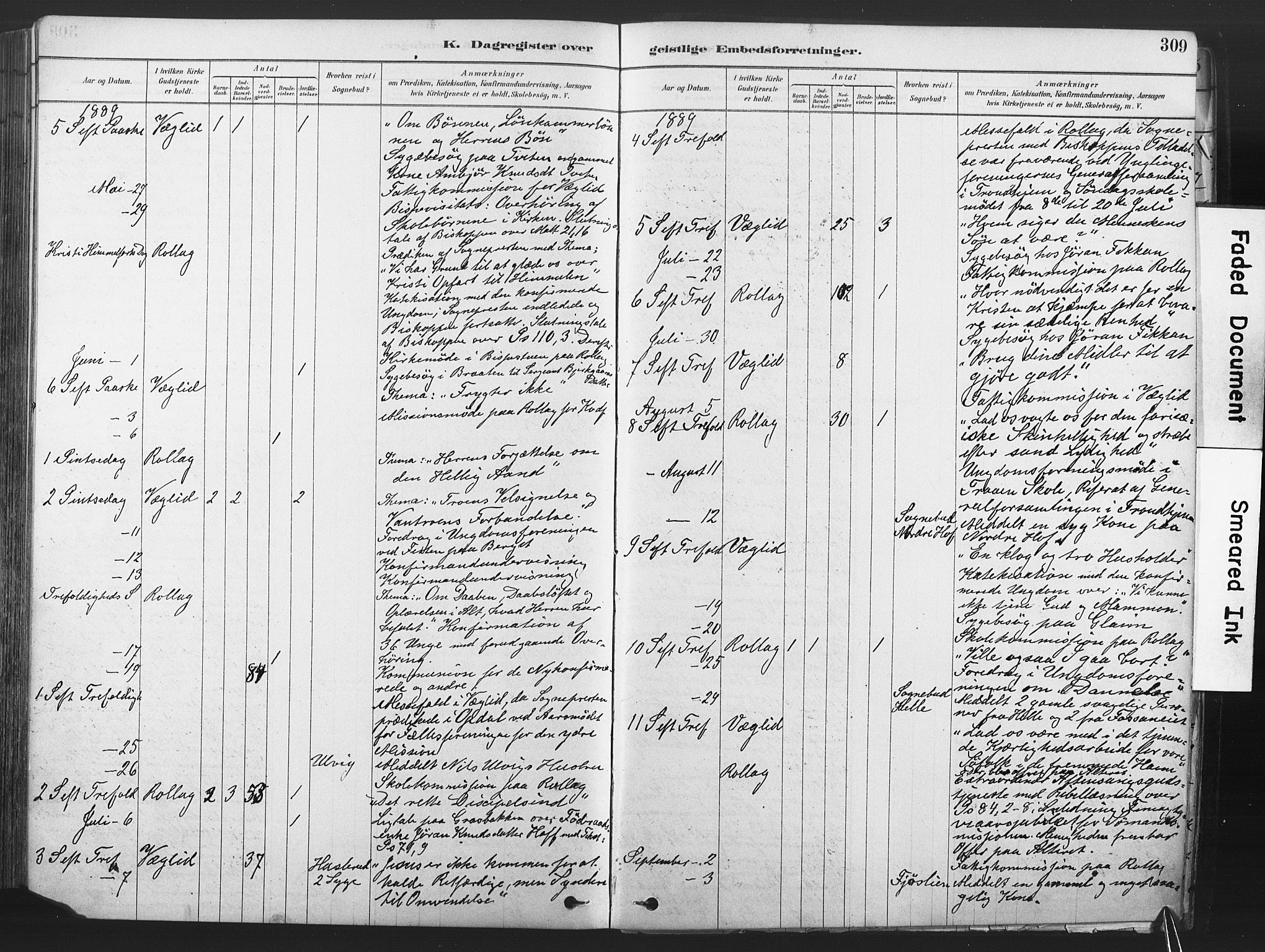 Rollag kirkebøker, AV/SAKO-A-240/F/Fa/L0011: Parish register (official) no. I 11, 1878-1902, p. 309