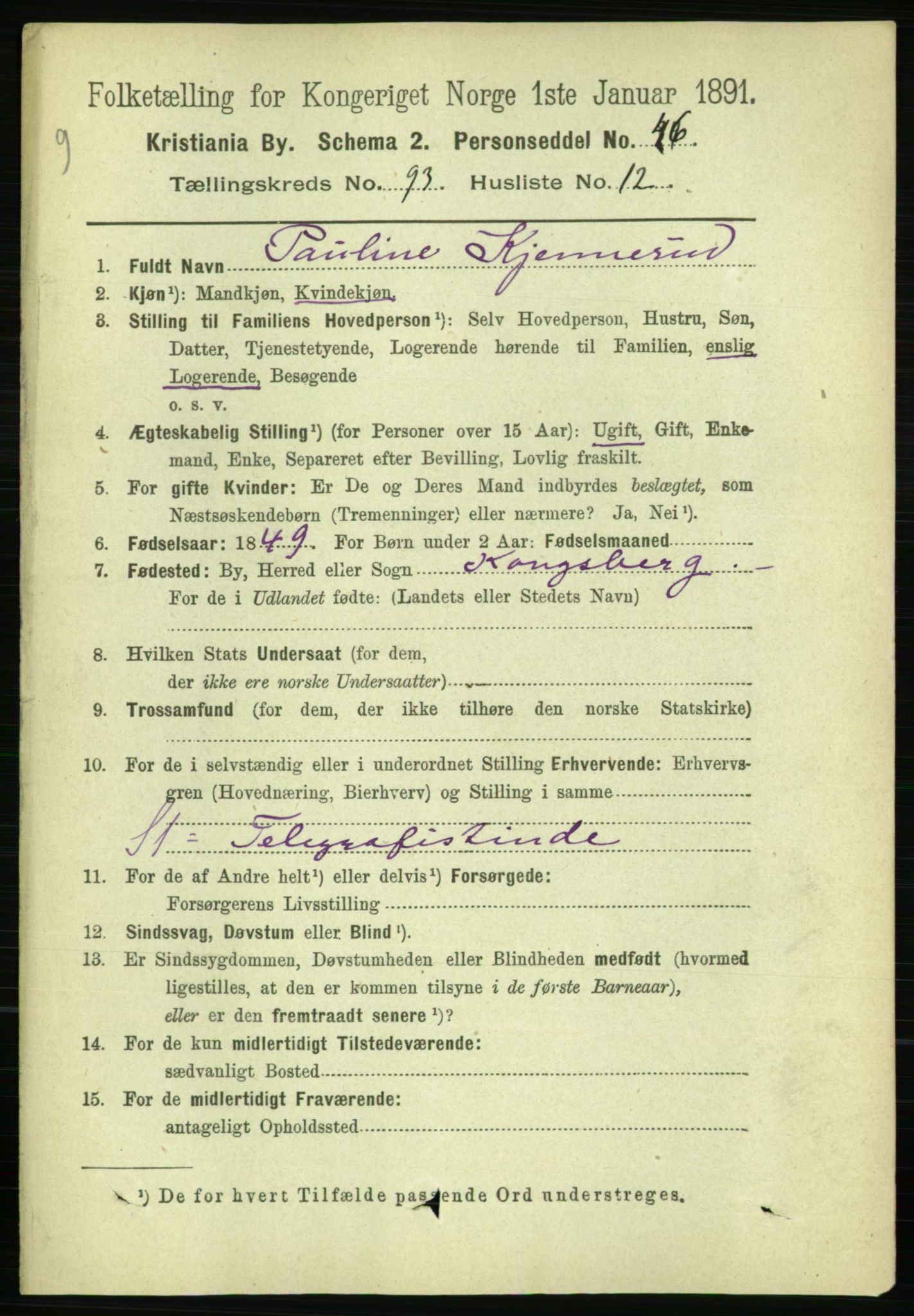 RA, 1891 census for 0301 Kristiania, 1891, p. 45942
