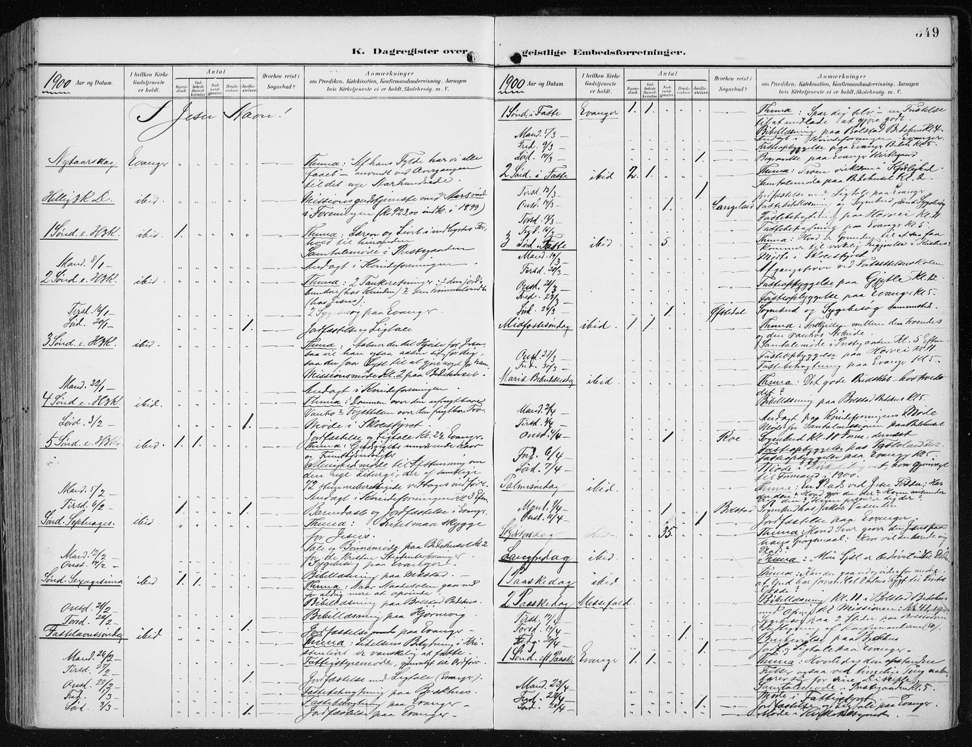Evanger sokneprestembete, SAB/A-99924: Parish register (official) no. A  3, 1900-1930, p. 349