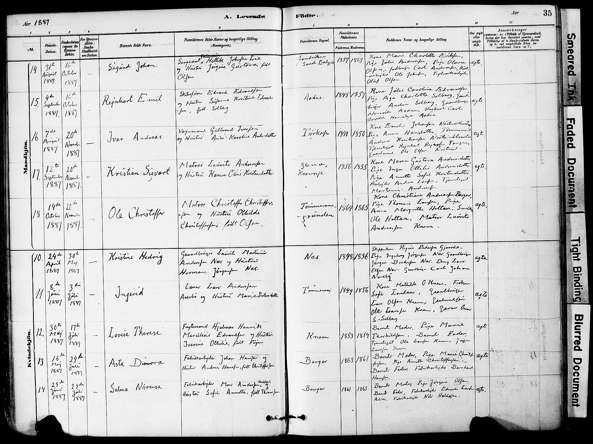 Strømm kirkebøker, AV/SAKO-A-322/F/Fa/L0004: Parish register (official) no. I 4, 1878-1899, p. 35