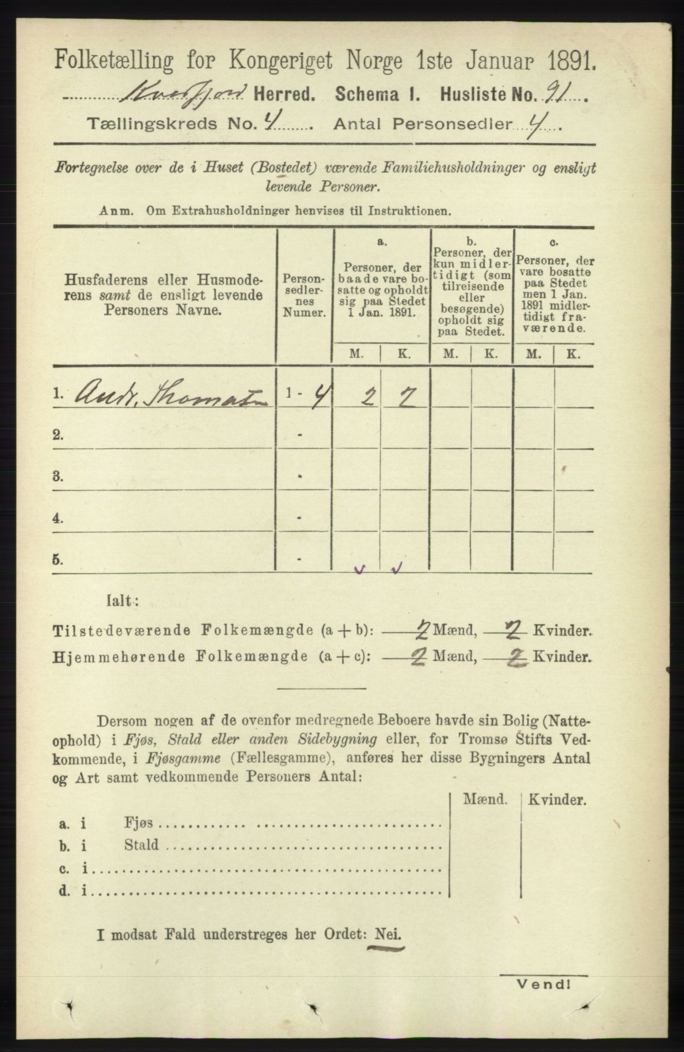 RA, 1891 census for 1911 Kvæfjord, 1891, p. 1841