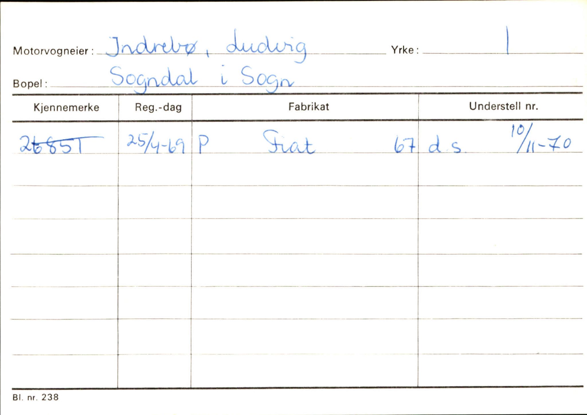 Statens vegvesen, Sogn og Fjordane vegkontor, SAB/A-5301/4/F/L0124: Eigarregister Sogndal A-U, 1945-1975, p. 1169