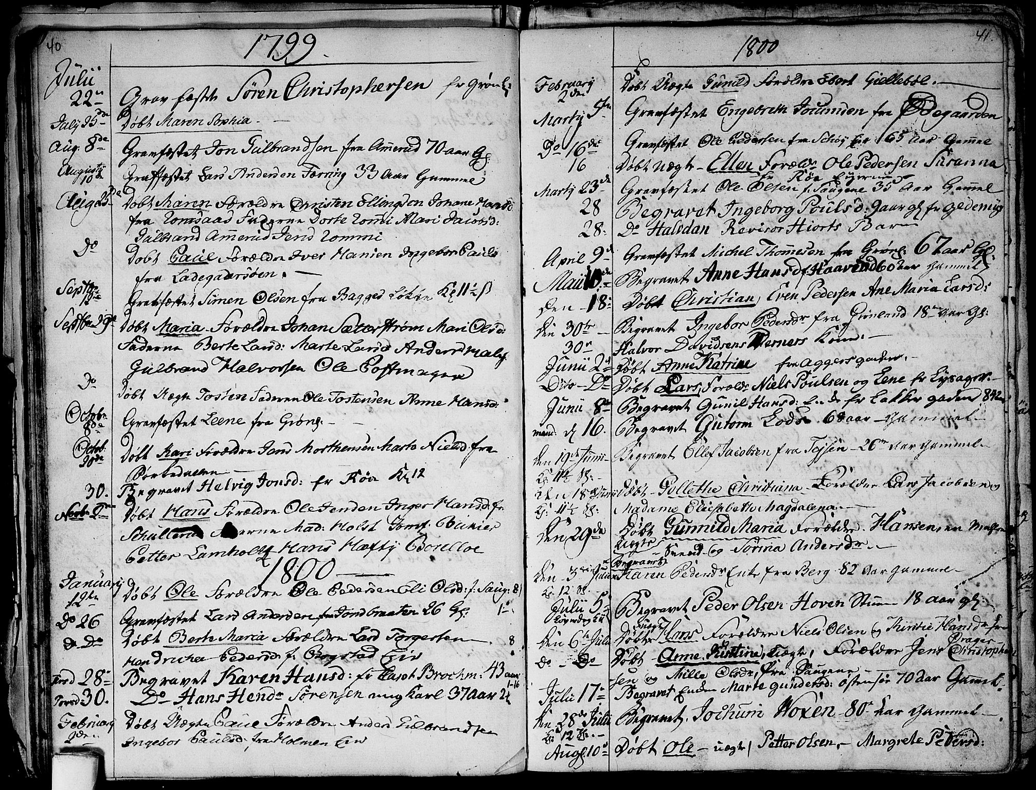 Aker prestekontor kirkebøker, SAO/A-10861/G/L0001: Parish register (copy) no. 1, 1796-1826, p. 40-41