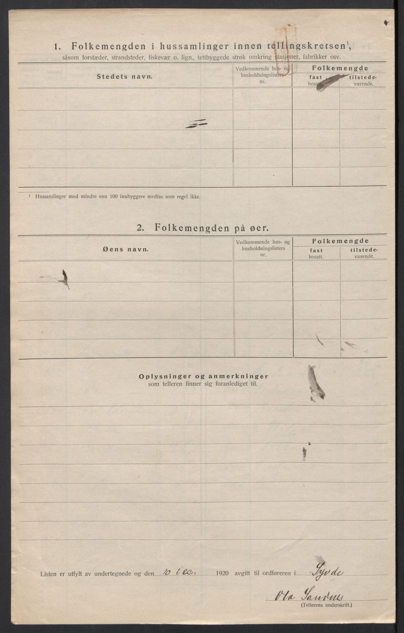 SAT, 1920 census for Syvde, 1920, p. 31