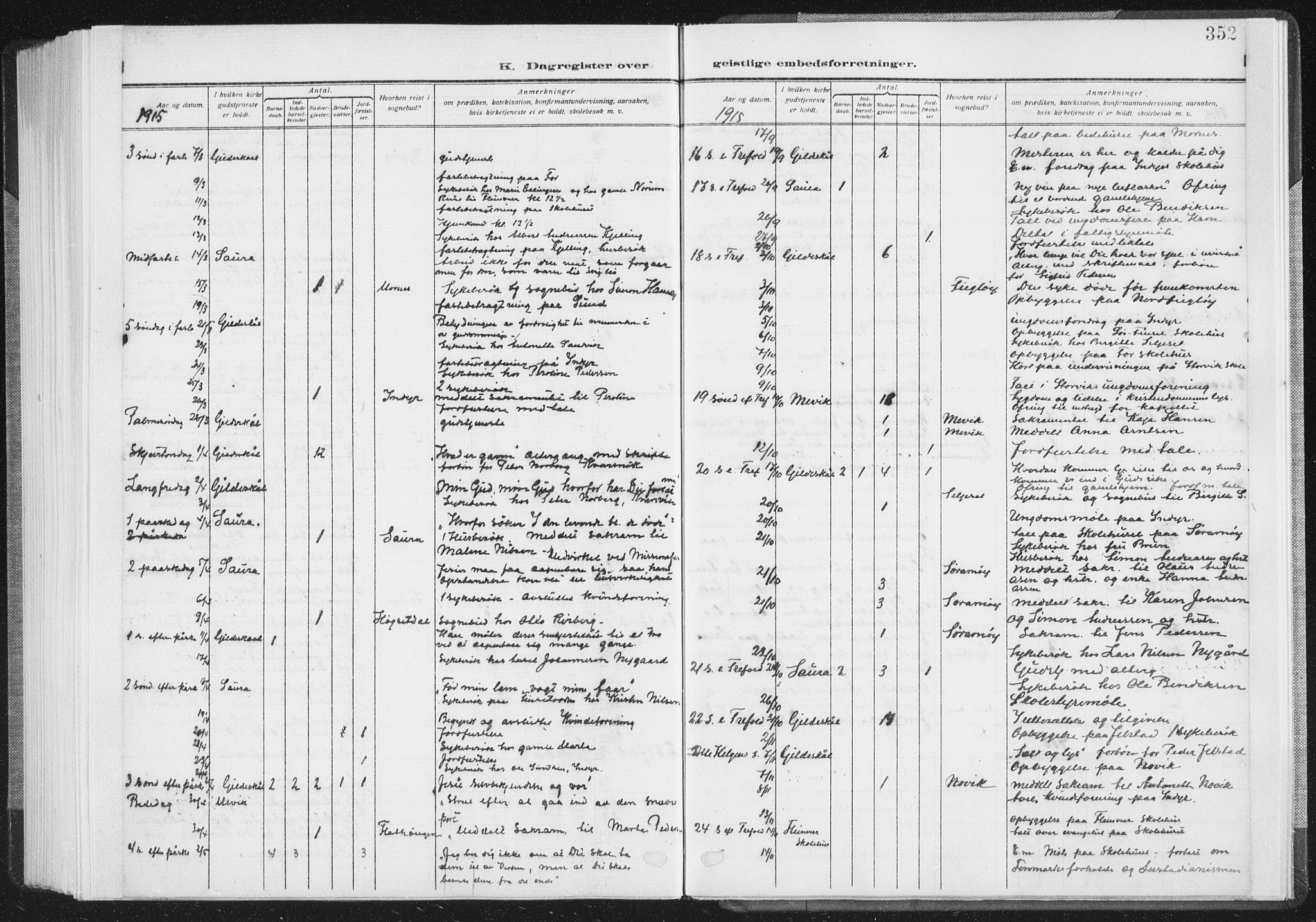 Ministerialprotokoller, klokkerbøker og fødselsregistre - Nordland, SAT/A-1459/805/L0104: Parish register (official) no. 805A09, 1909-1926, p. 352