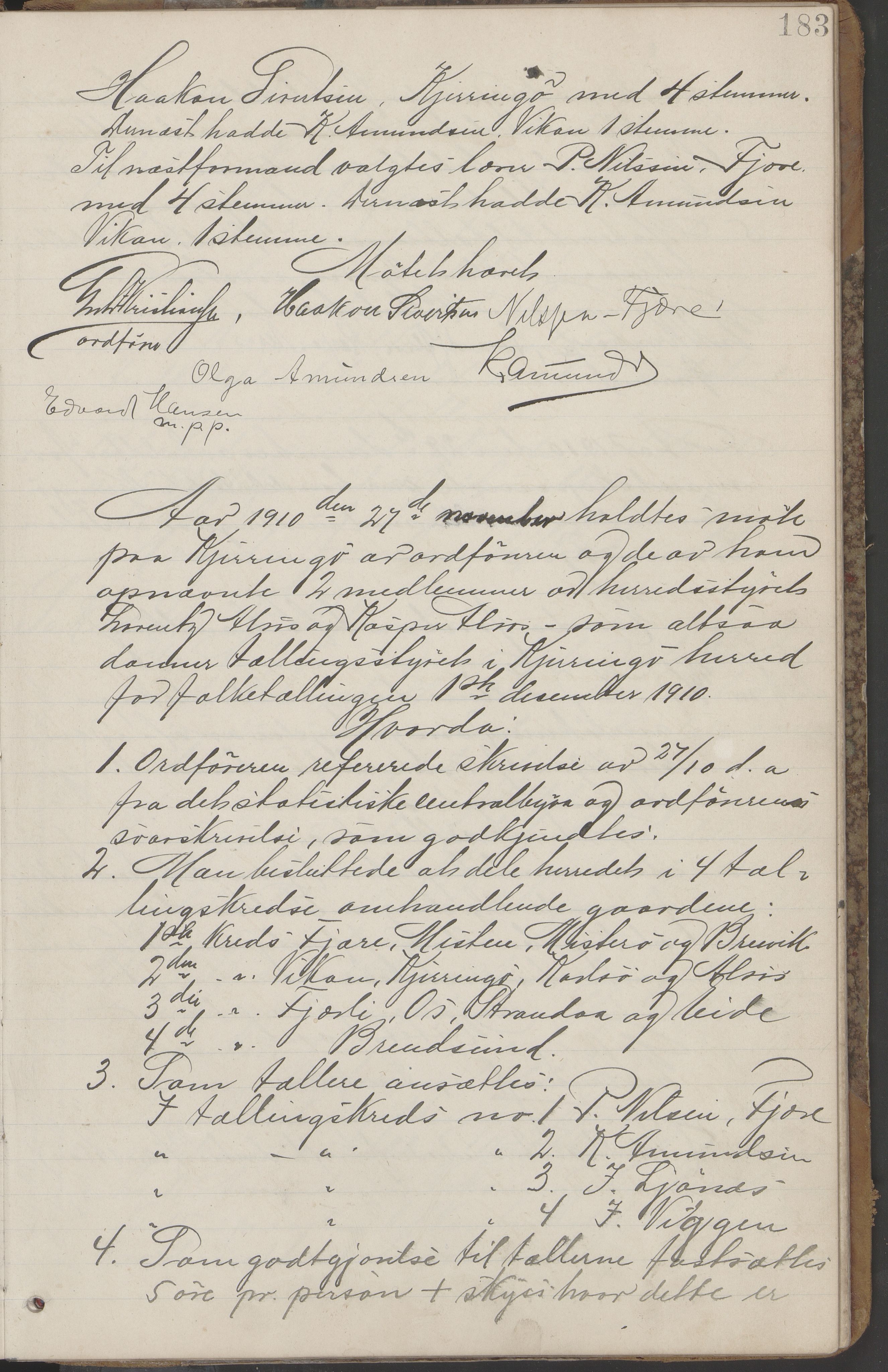 Kjerringøy kommune. Formannskapet, AIN/K-18441.150/A/Aa/L0002: Forhandlingsprotokoll Norfolden- Kjerringø formanskap, 1900-1911