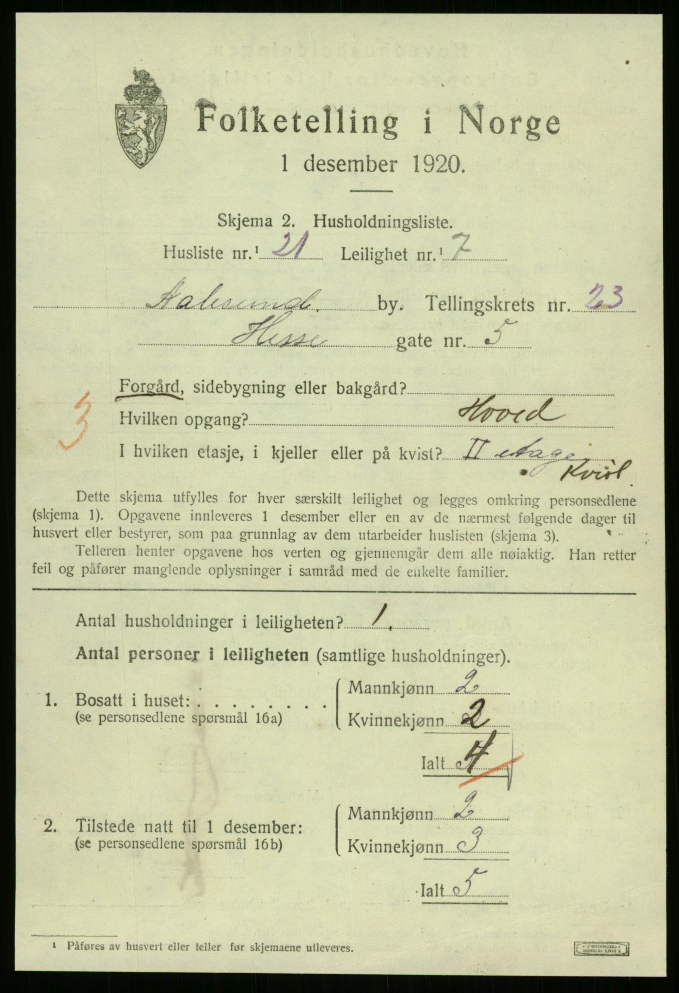 SAT, 1920 census for Ålesund, 1920, p. 9570