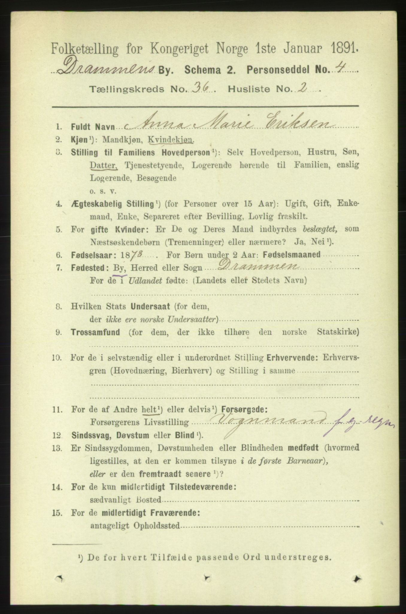 RA, 1891 census for 0602 Drammen, 1891, p. 22164