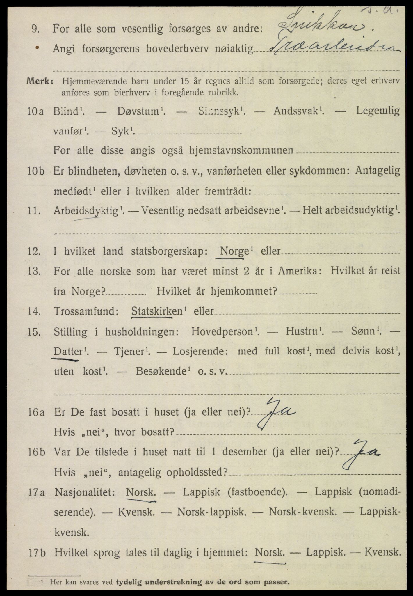 SAT, 1920 census for Verran, 1920, p. 2205