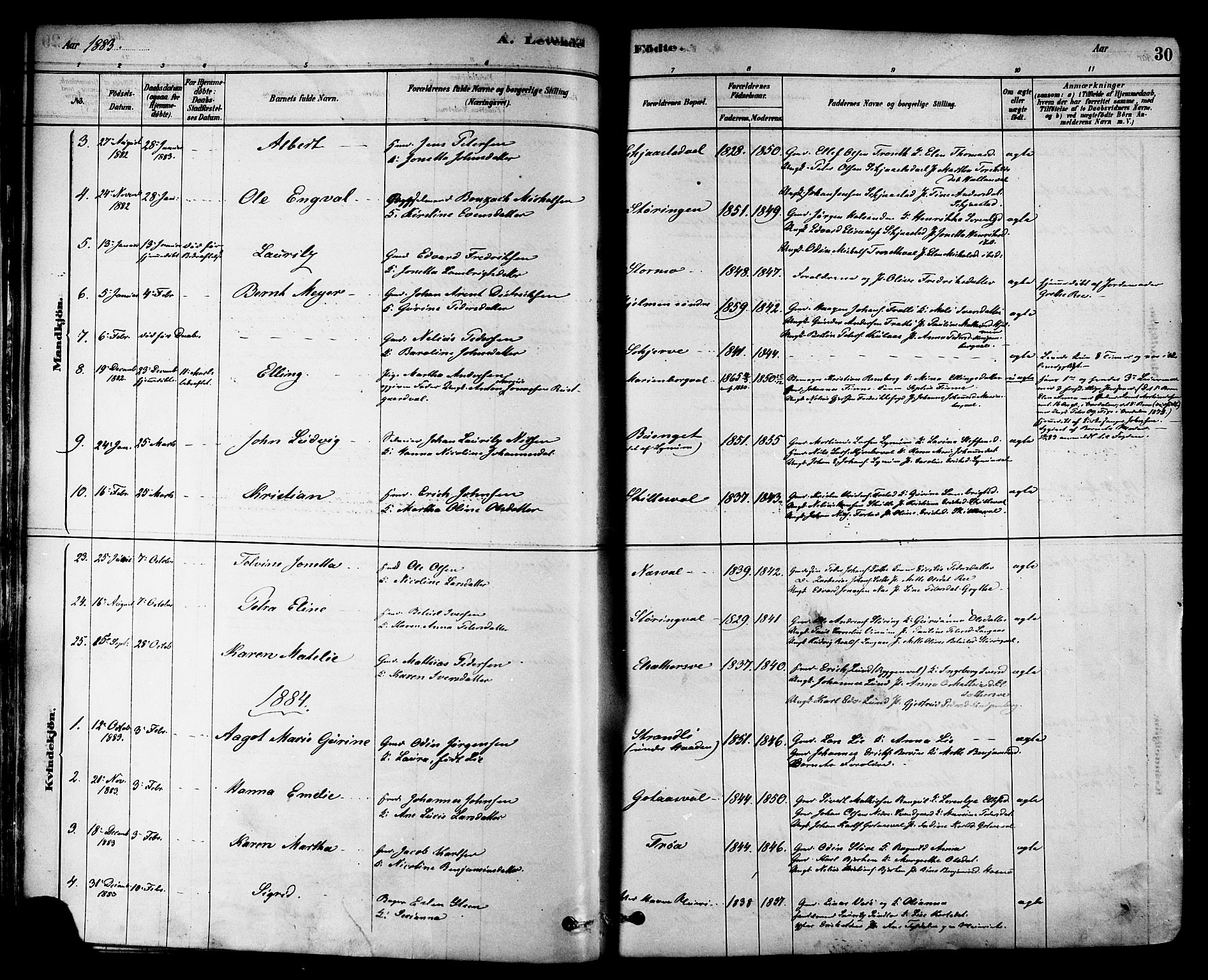 Ministerialprotokoller, klokkerbøker og fødselsregistre - Nord-Trøndelag, SAT/A-1458/717/L0159: Parish register (official) no. 717A09, 1878-1898, p. 30