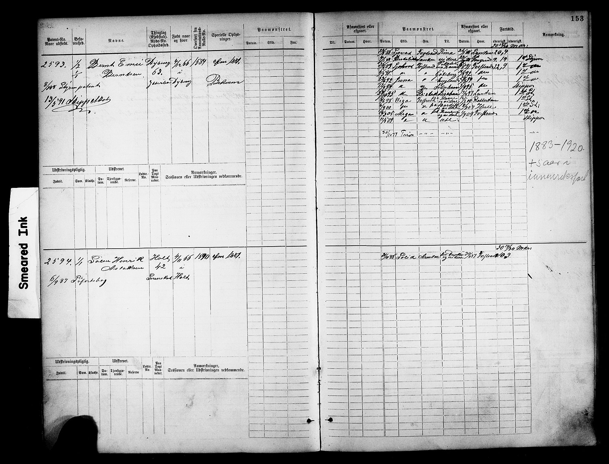 Tvedestrand mønstringskrets, SAK/2031-0011/F/Fb/L0018: Hovedrulle nr 2289-3056, U-34, 1882-1892, p. 161