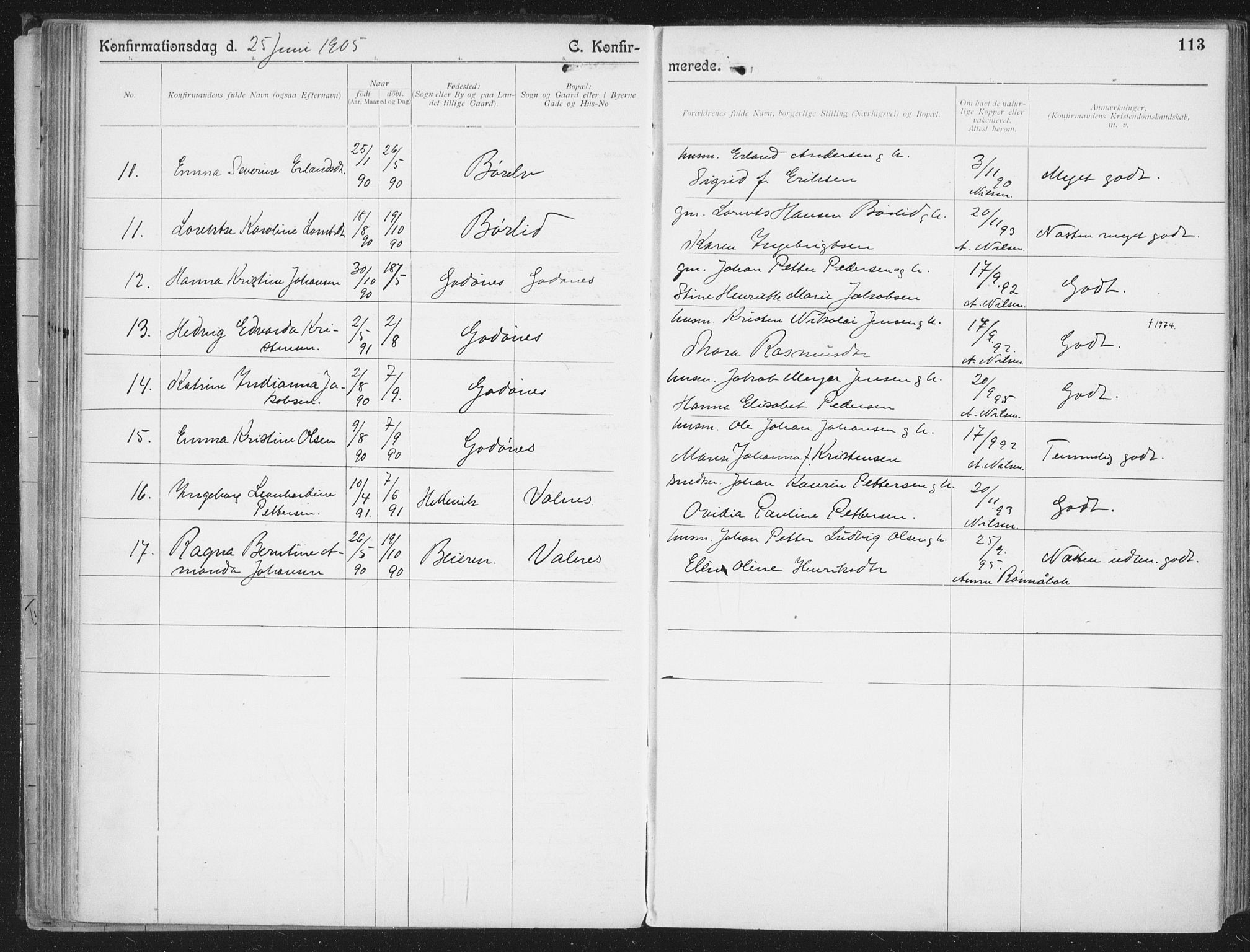 Ministerialprotokoller, klokkerbøker og fødselsregistre - Nordland, SAT/A-1459/804/L0081: Parish register (official) no. 804A02, 1901-1915, p. 113