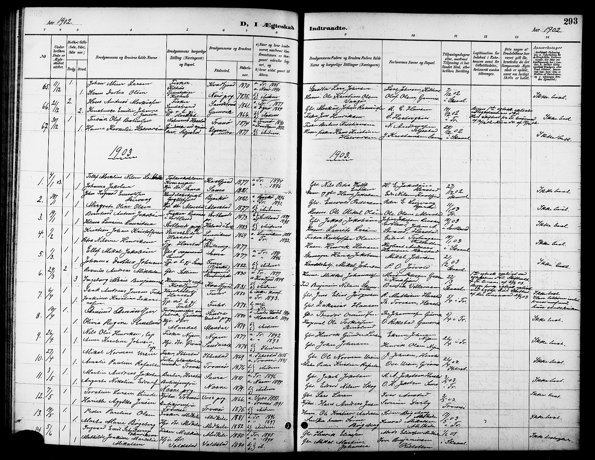Trondenes sokneprestkontor, AV/SATØ-S-1319/H/Hb/L0011klokker: Parish register (copy) no. 11, 1891-1906, p. 293