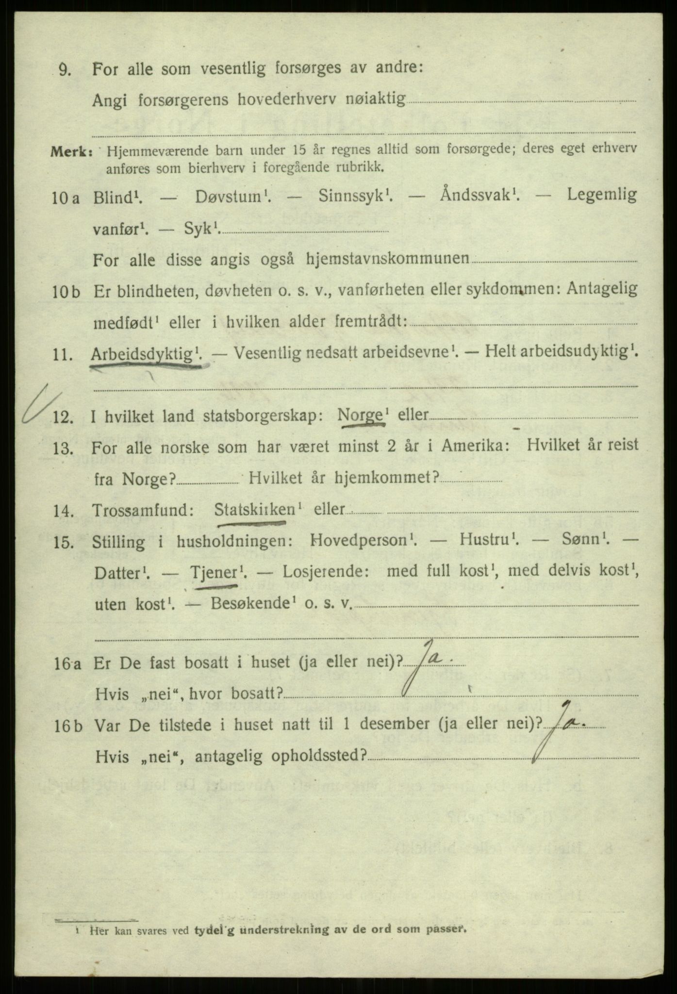 SAB, 1920 census for Bergen, 1920, p. 129761